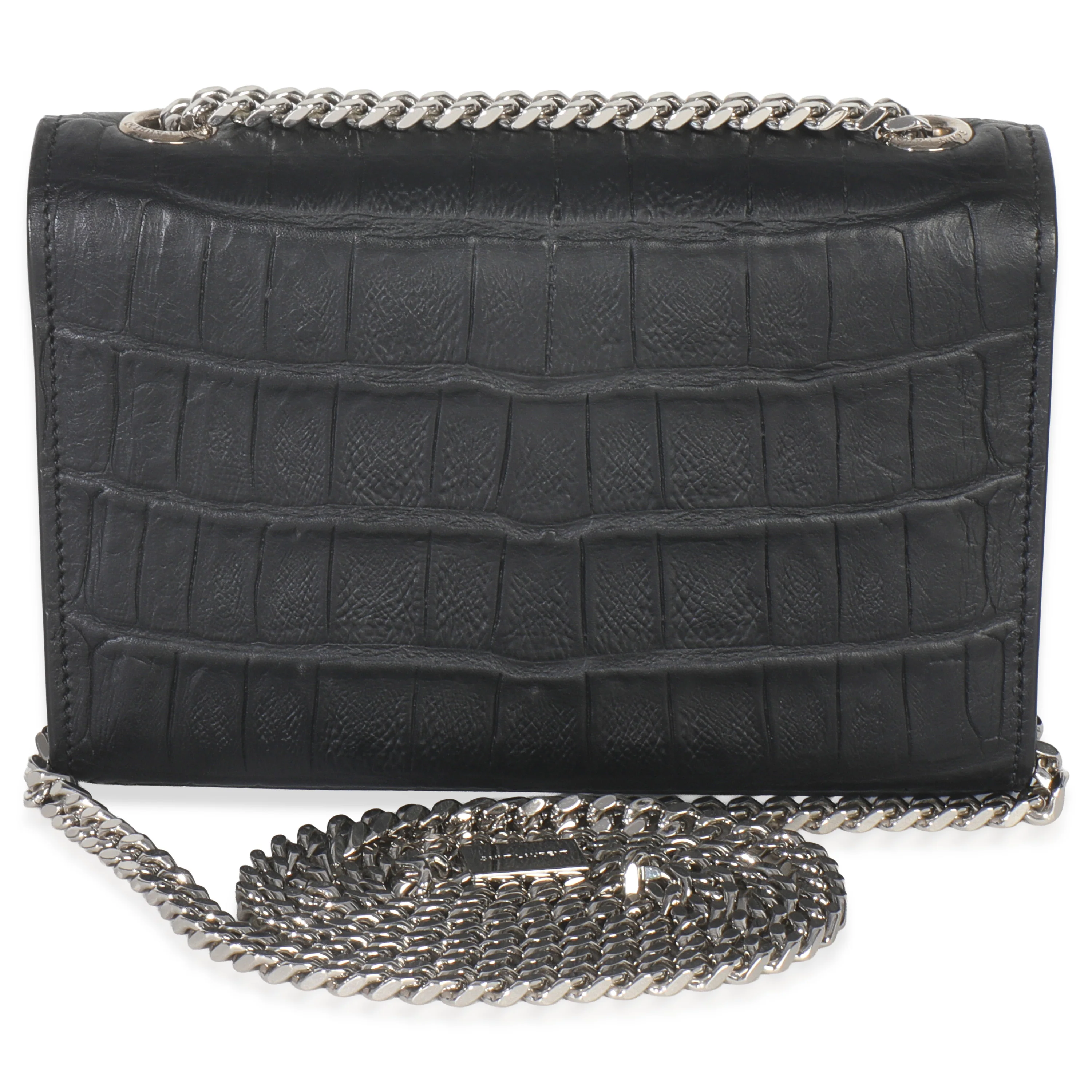 Black Crocodile Embossed Small Classic Monogram Kate Tassel - Image 4