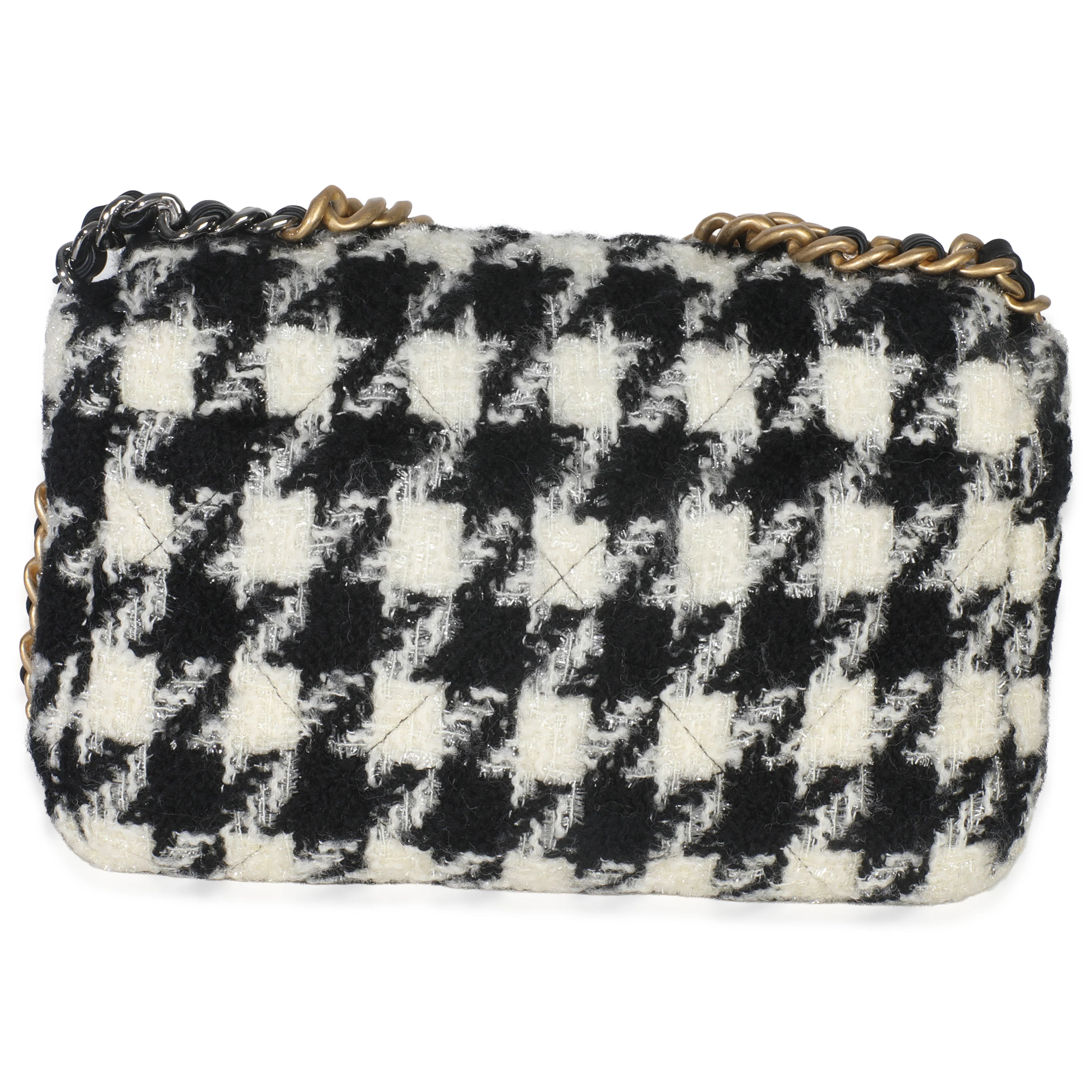 Black White Tweed Small Chanel 19 Flap Bag - Image 4