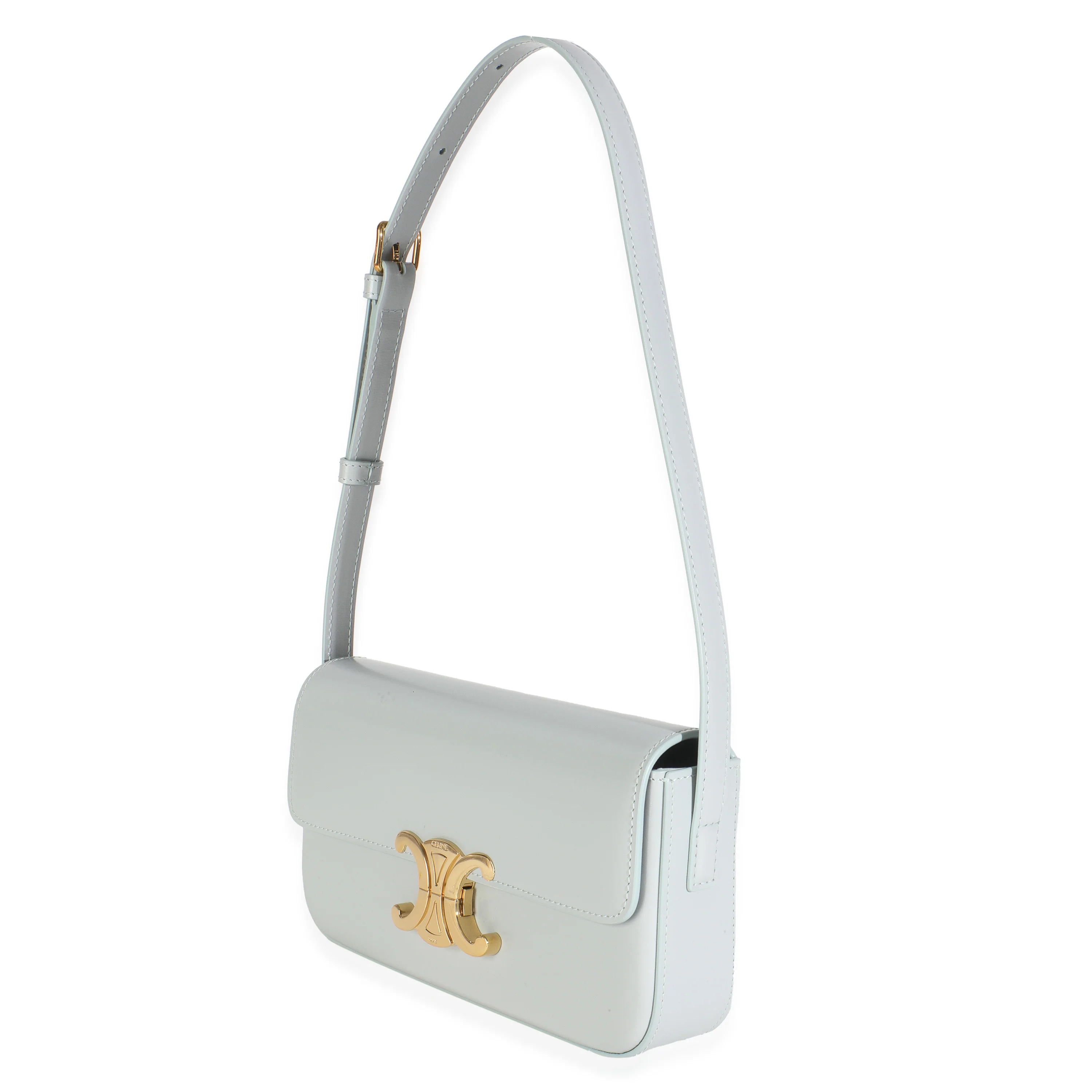 Blue Grey Shiny Calfskin Claude Triomphe Shoulder Bag - Image 2