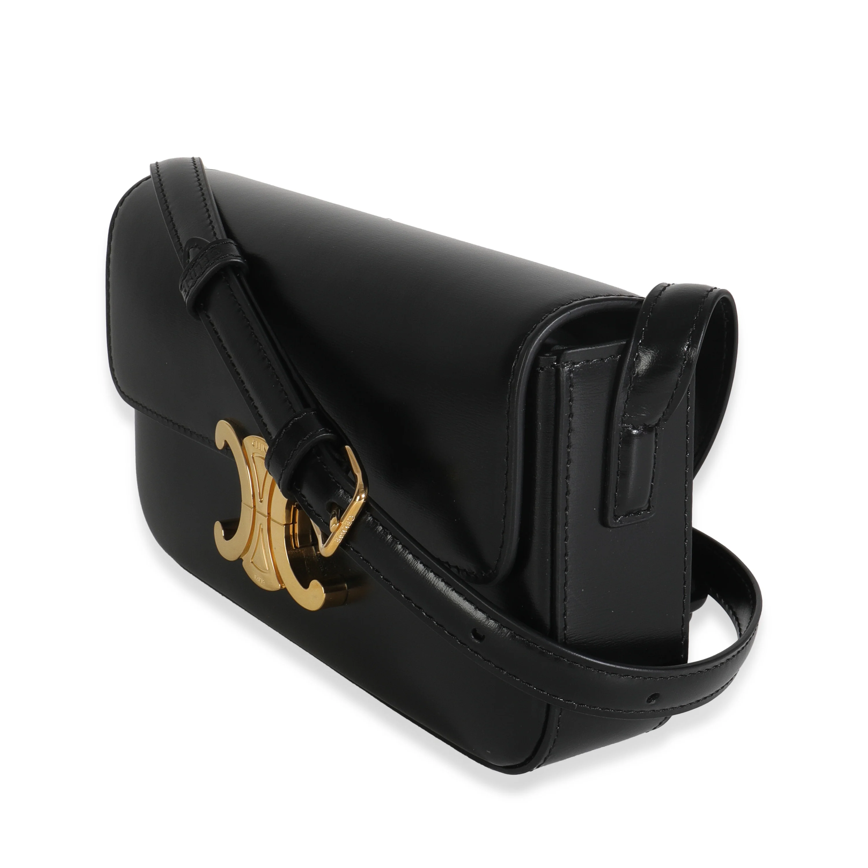 Black Shiny Calfskin Claude Triomphe Shoulder Bag - Image 2