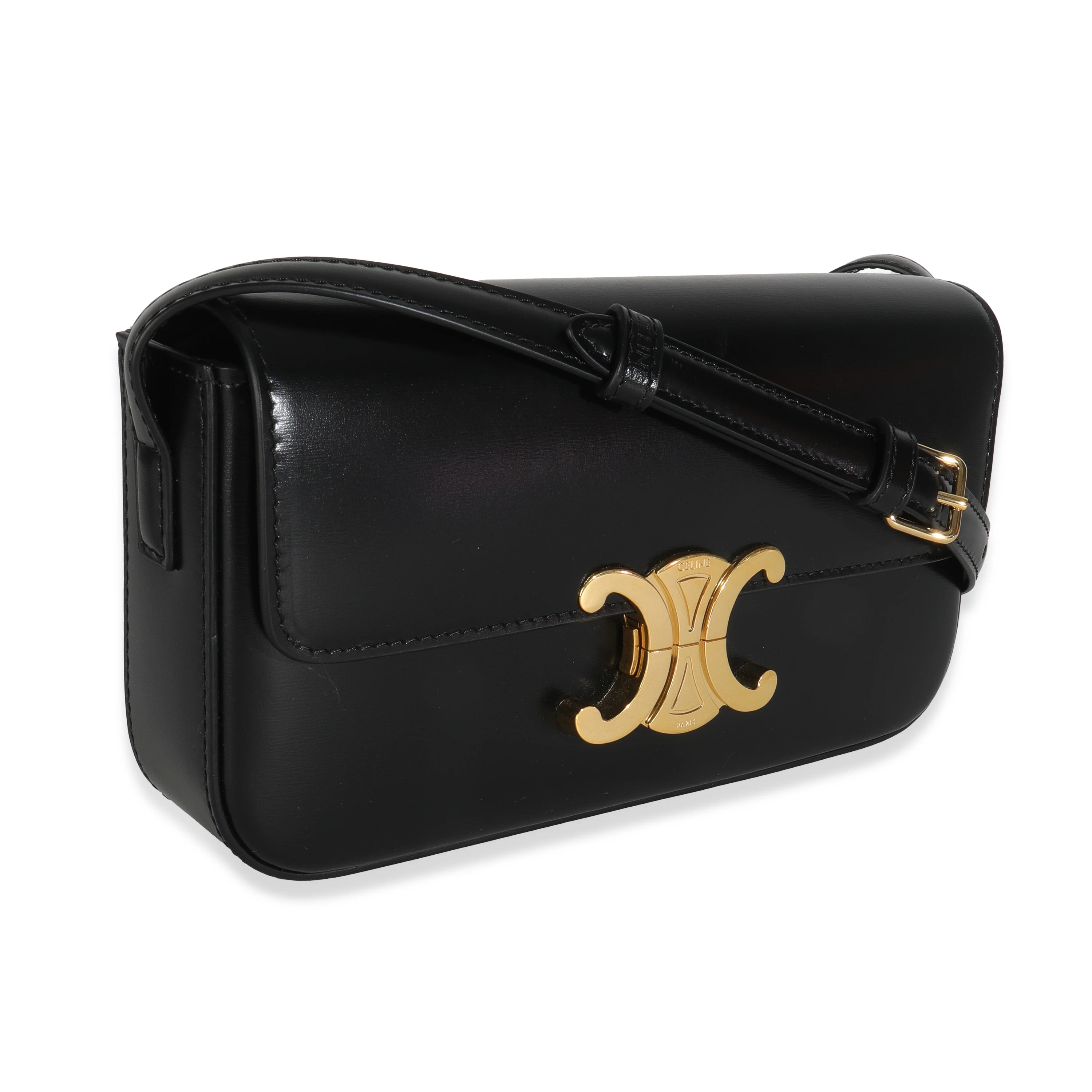 Black Shiny Calfskin Claude Triomphe Shoulder Bag - Image 3