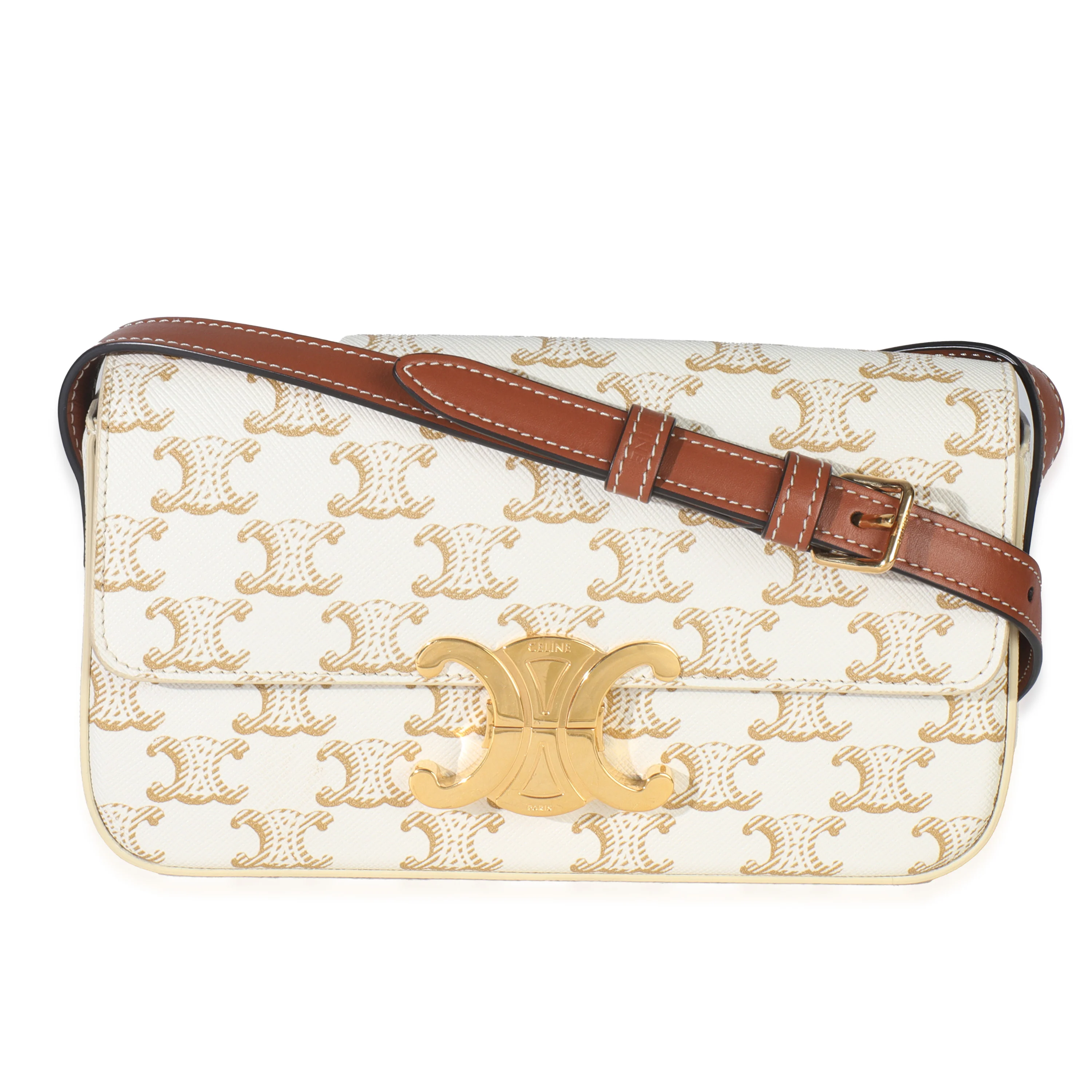White Triomphe Canvas Claude Shoulder Bag