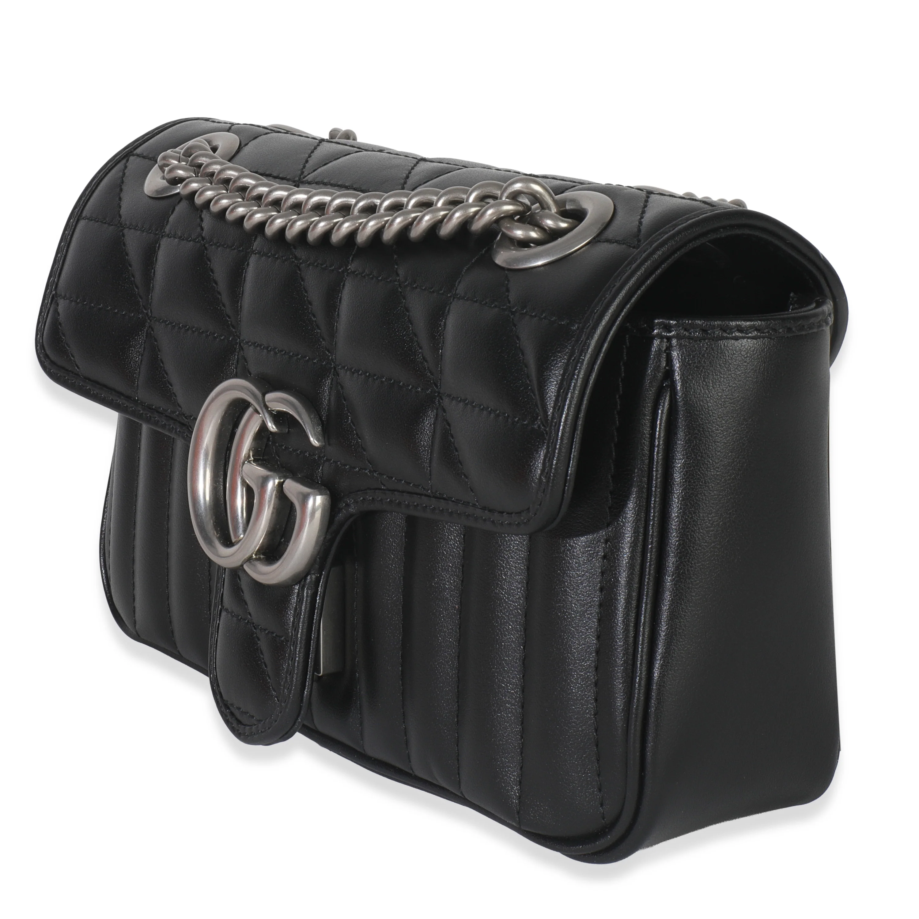 Black Aria Matelasse Calfskin Mini GG Marmont Shoulder Bag - Image 2