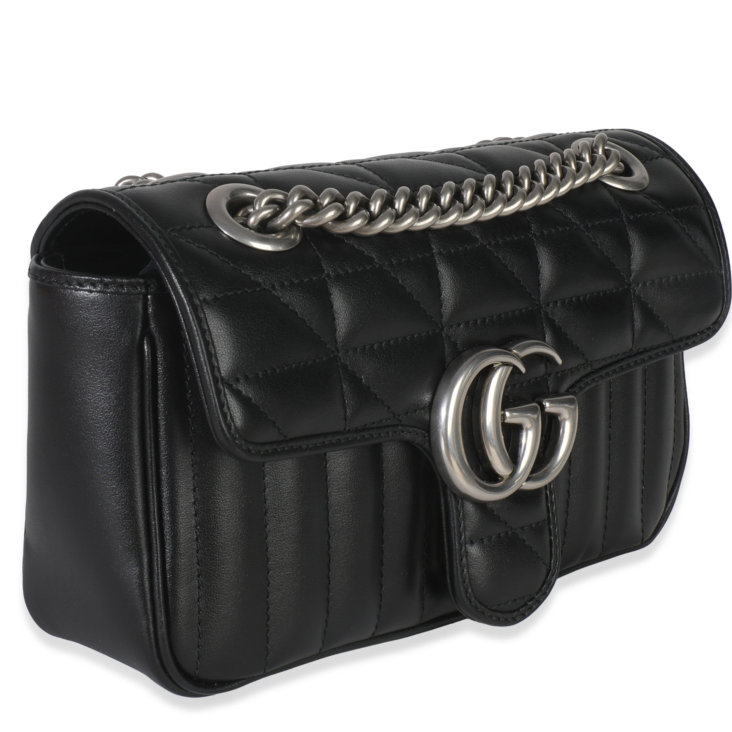 Black Aria Matelasse Calfskin Mini GG Marmont Shoulder Bag - Image 3