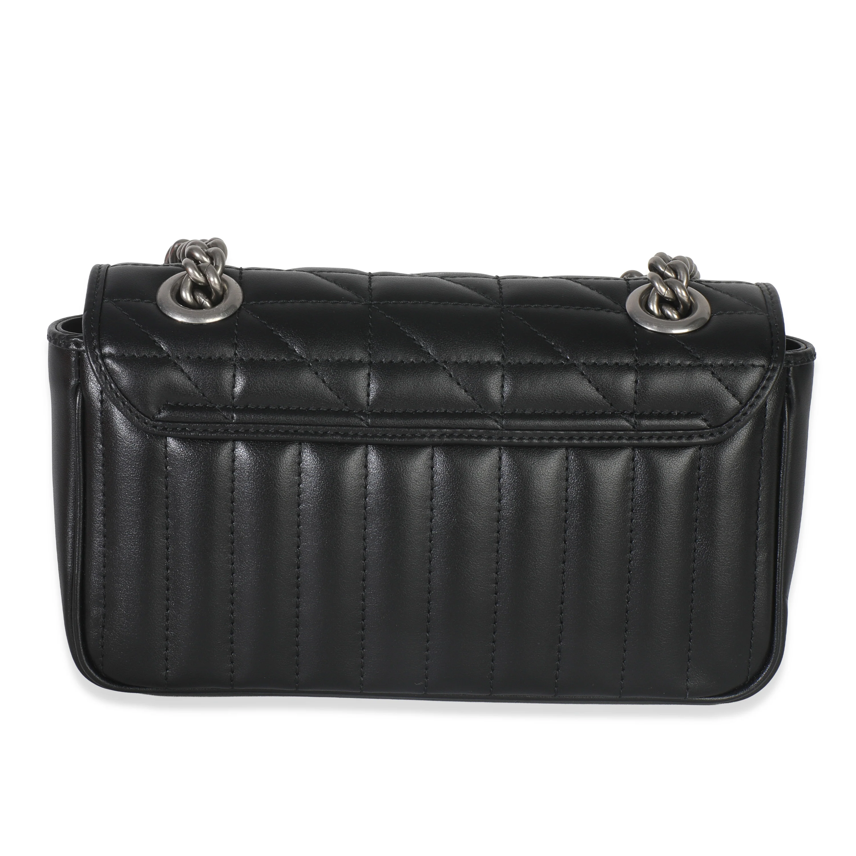 Black Aria Matelasse Calfskin Mini GG Marmont Shoulder Bag - Image 4