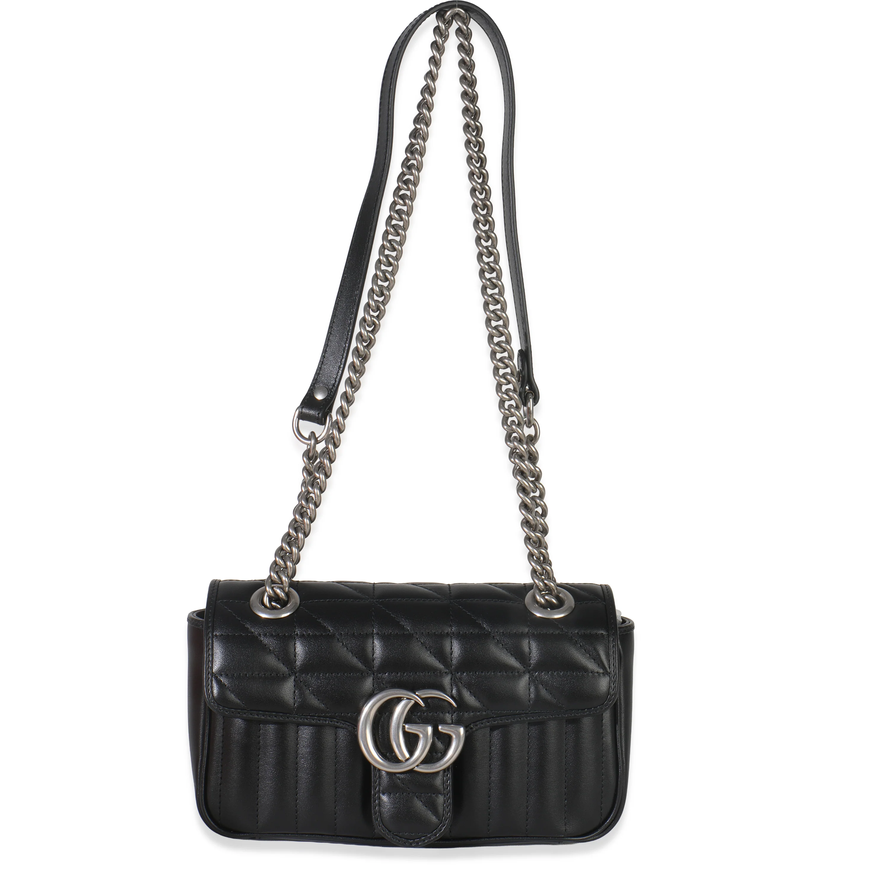 Black Aria Matelasse Calfskin Mini GG Marmont Shoulder Bag - Image 8