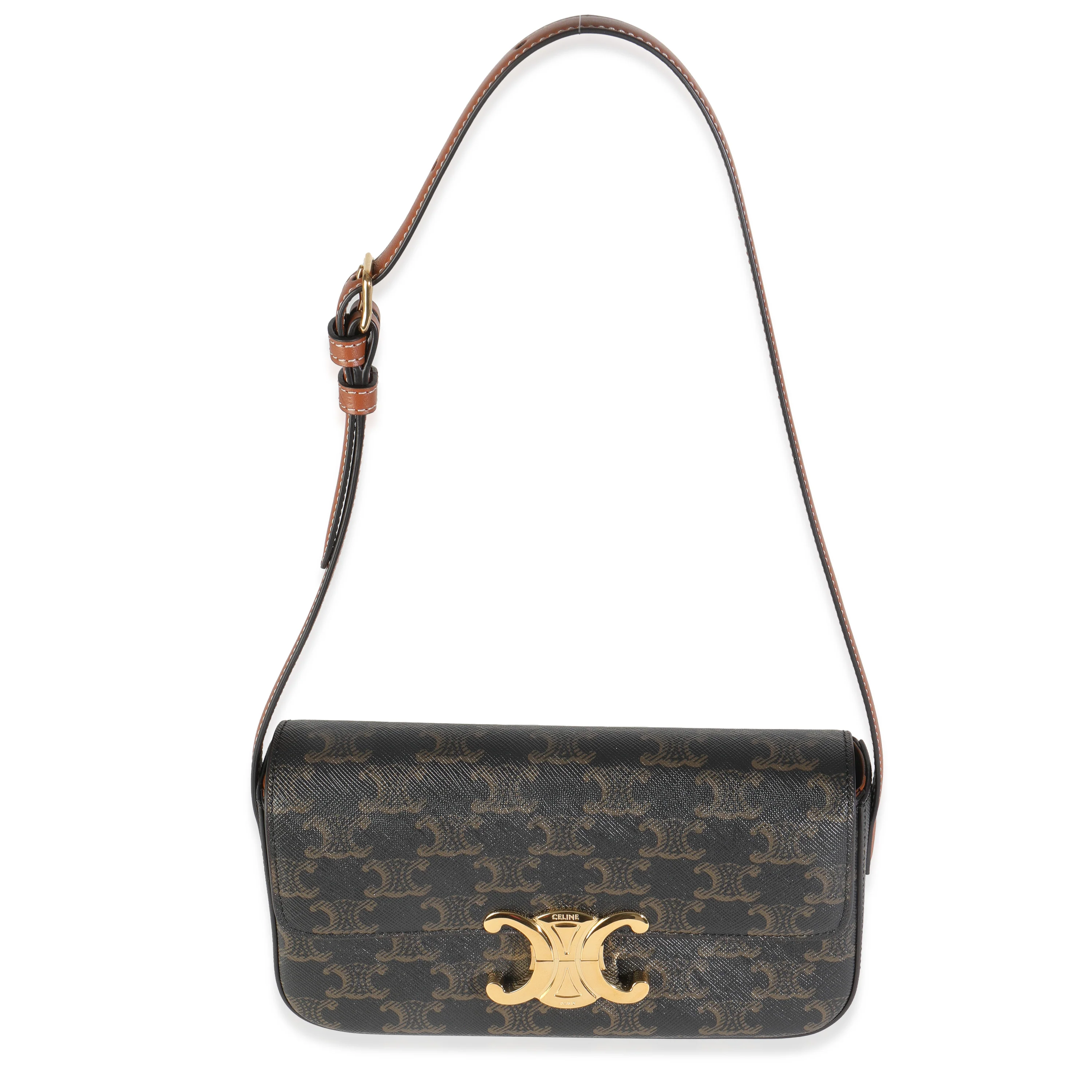 Tan Calfskin Brown Triomphe Canvas Claude Bag - Image 8