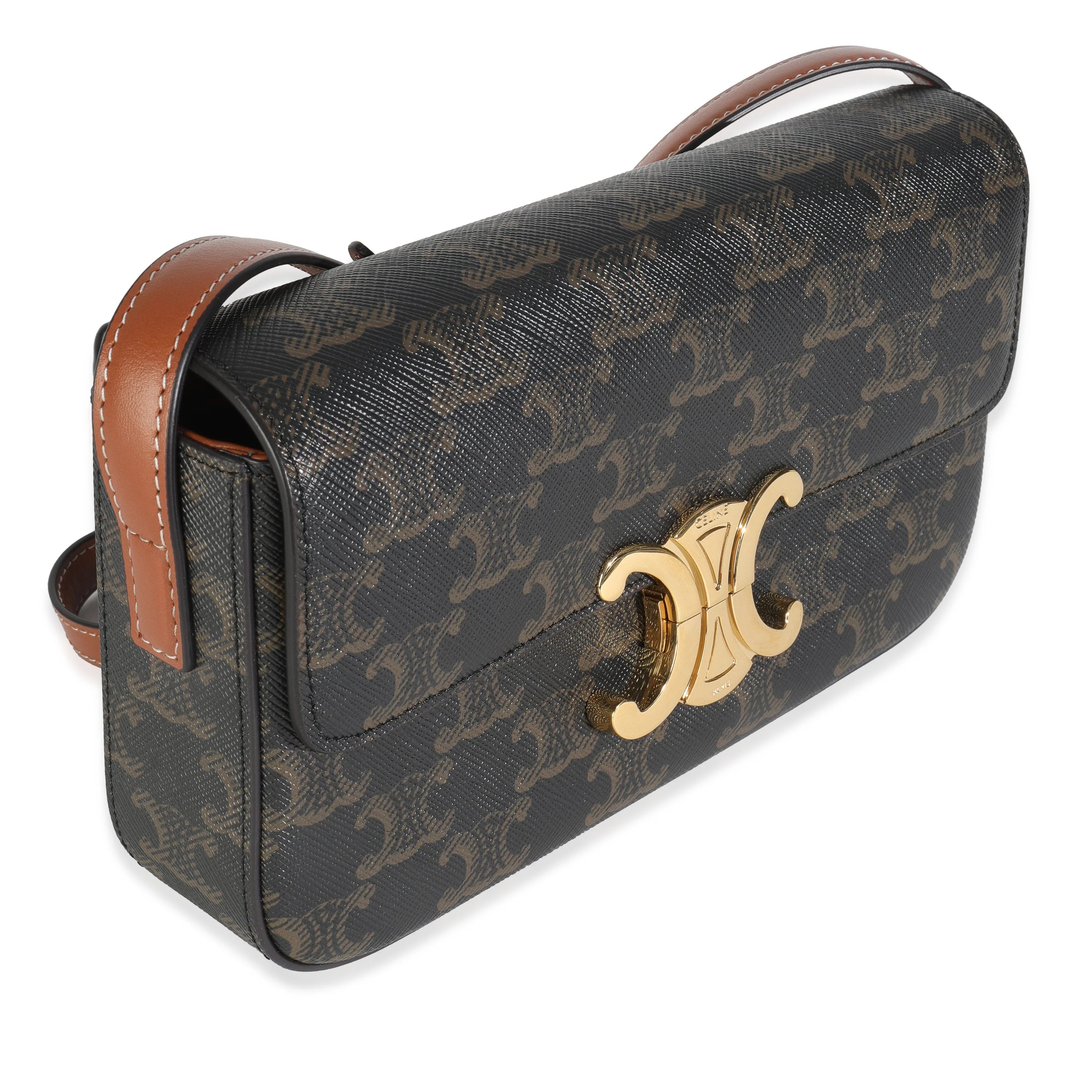 Tan Calfskin Brown Triomphe Canvas Claude Bag - Image 3