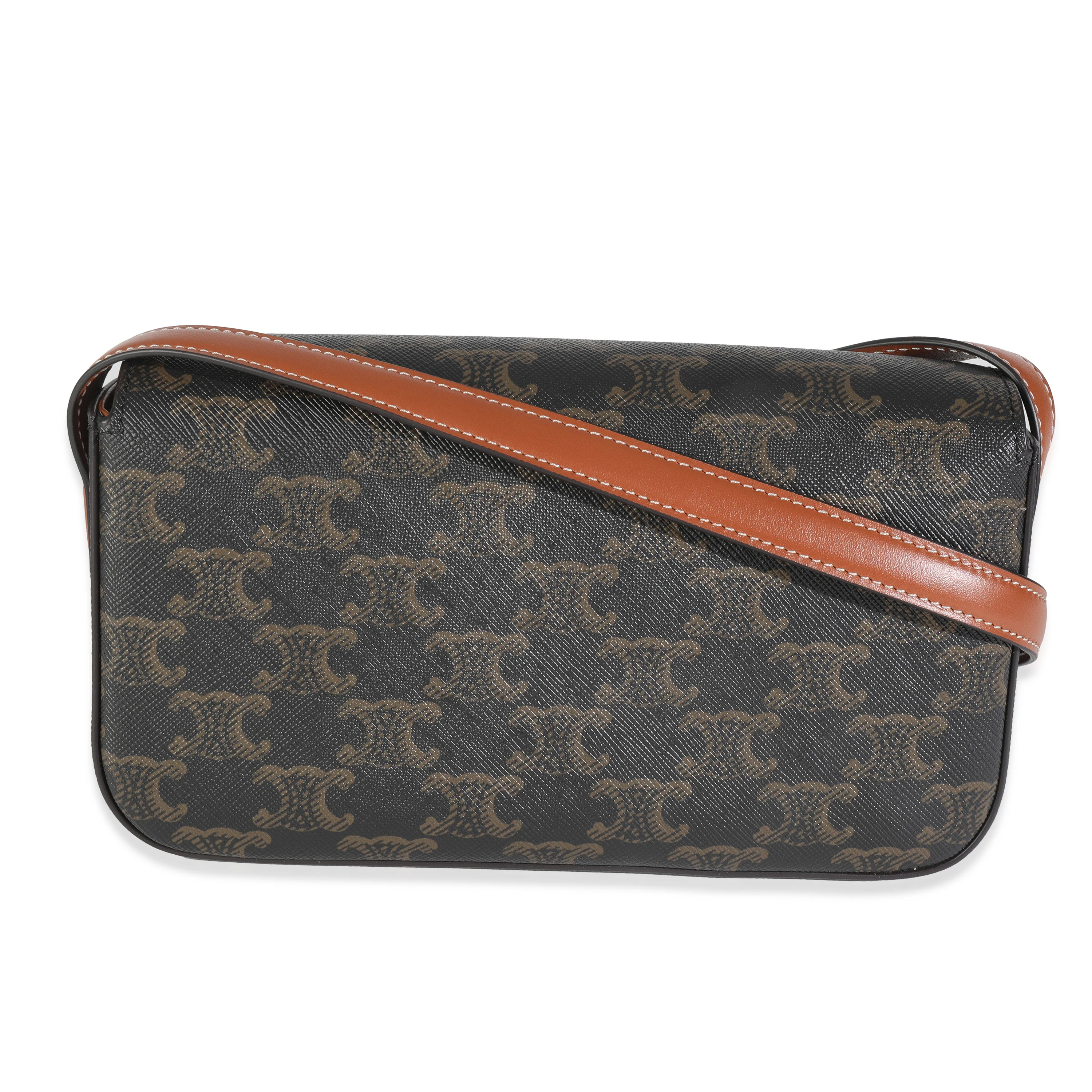 Tan Calfskin Brown Triomphe Canvas Claude Bag - Image 4