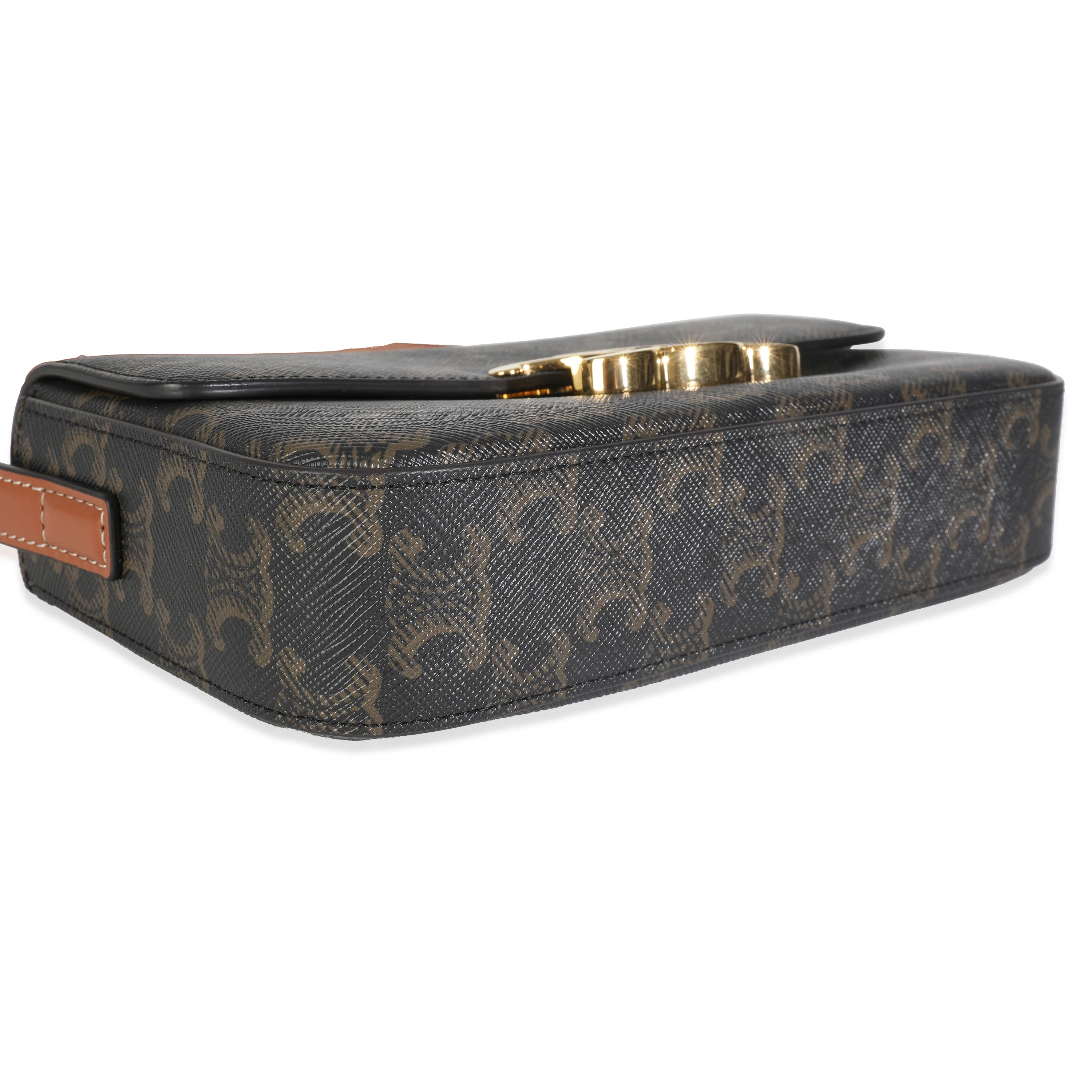 Tan Calfskin Brown Triomphe Canvas Claude Bag - Image 6