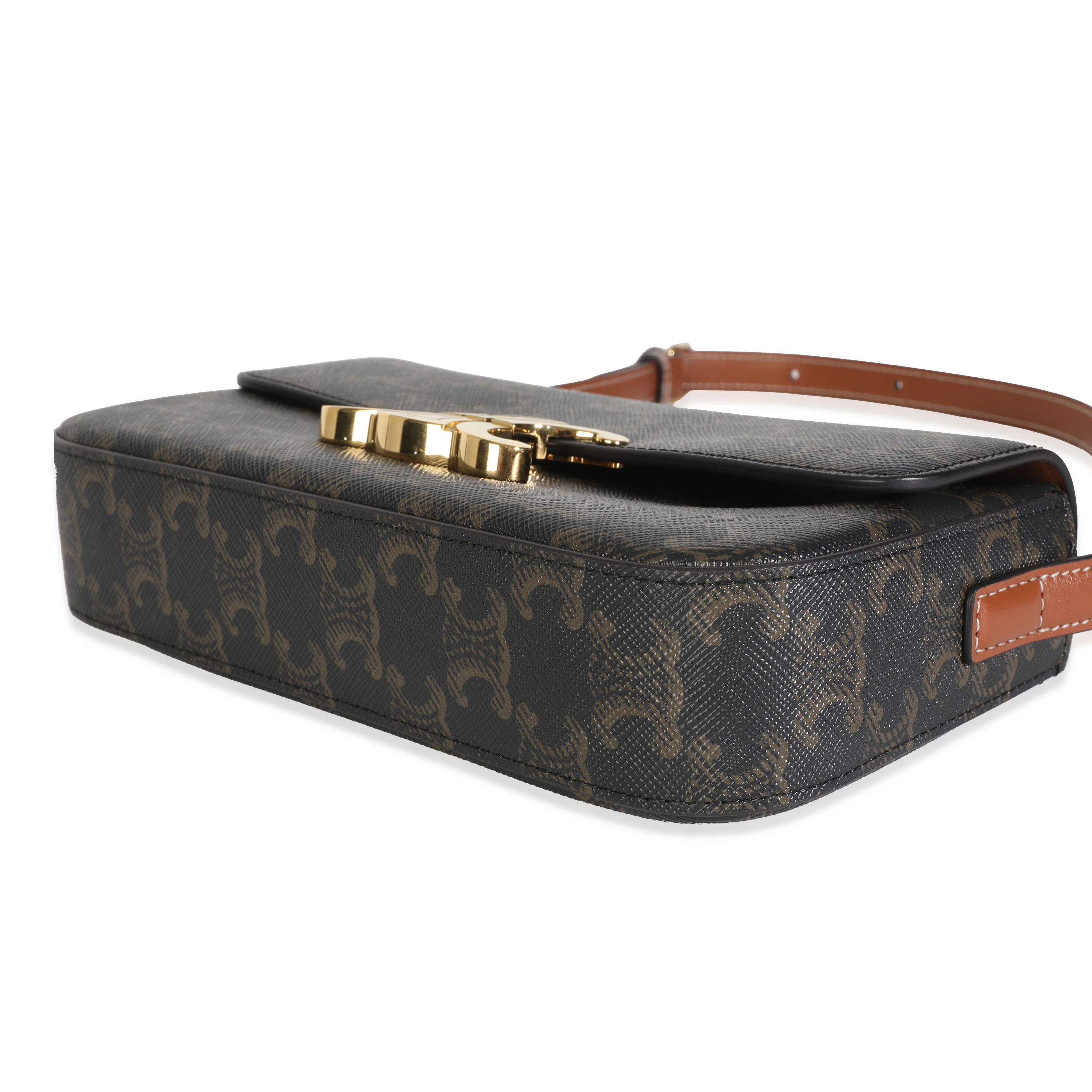 Tan Calfskin Brown Triomphe Canvas Claude Bag - Image 7