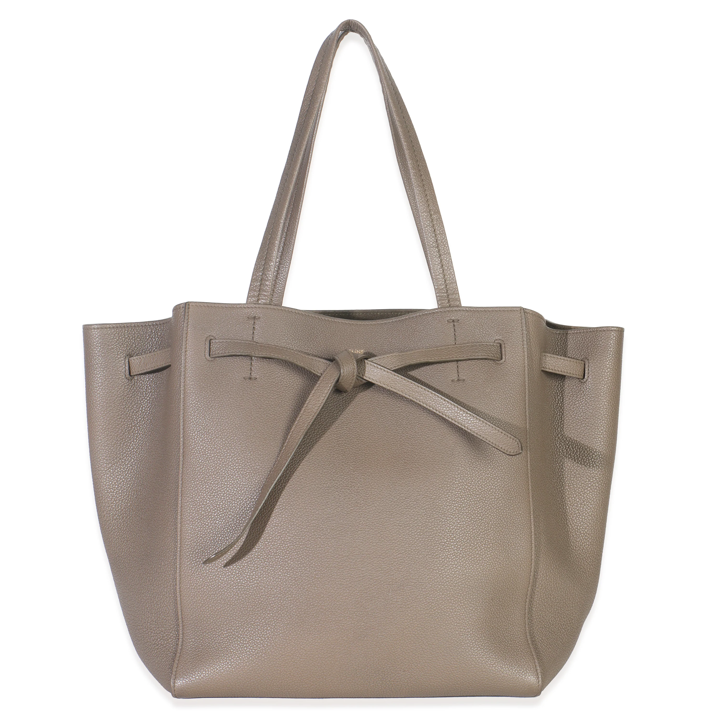 Taupe Grained Calfskin Small Belt Cabas Phantom Tote