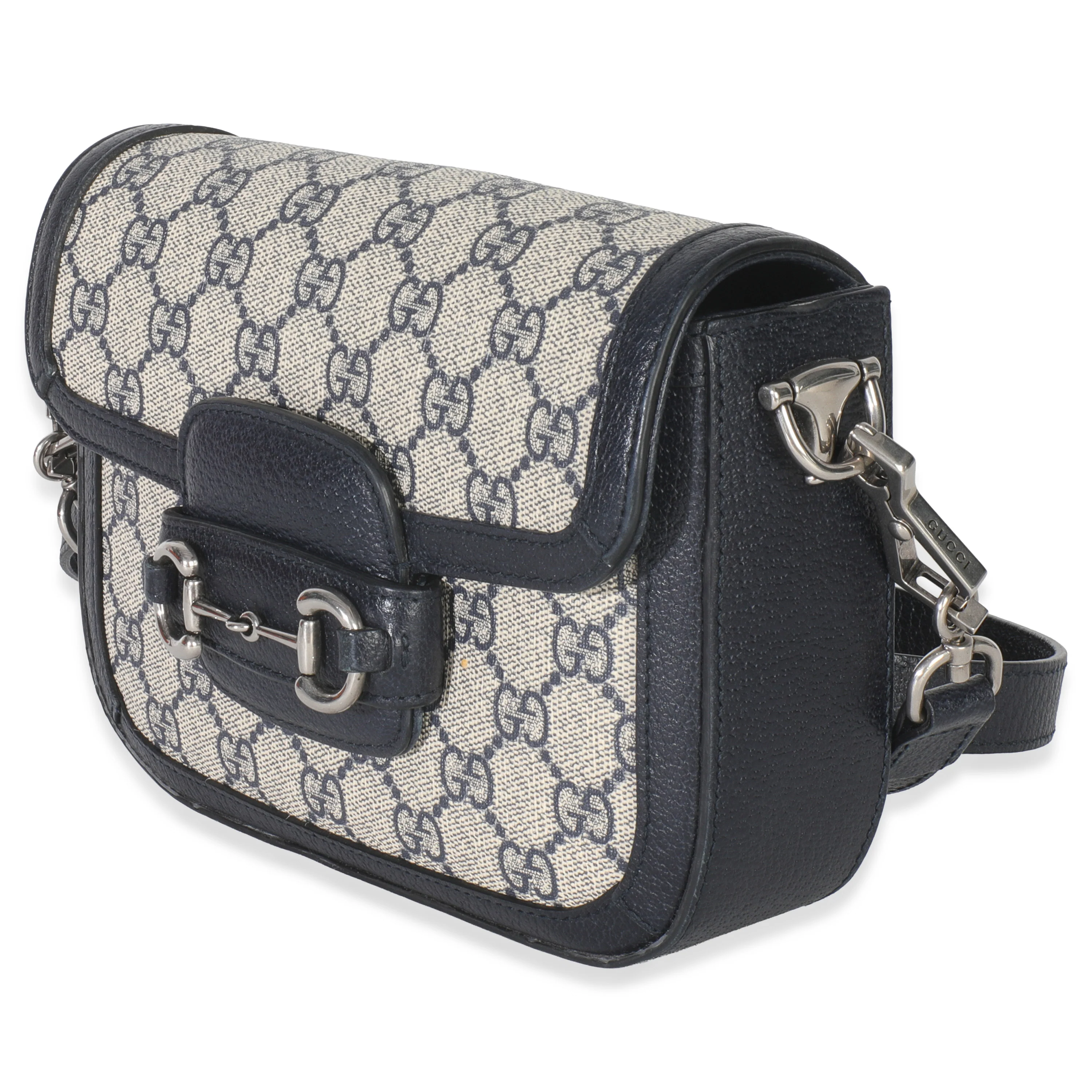 Navy GG Supreme Monogram Web Horsebit 1955 Mini Bag - Image 3