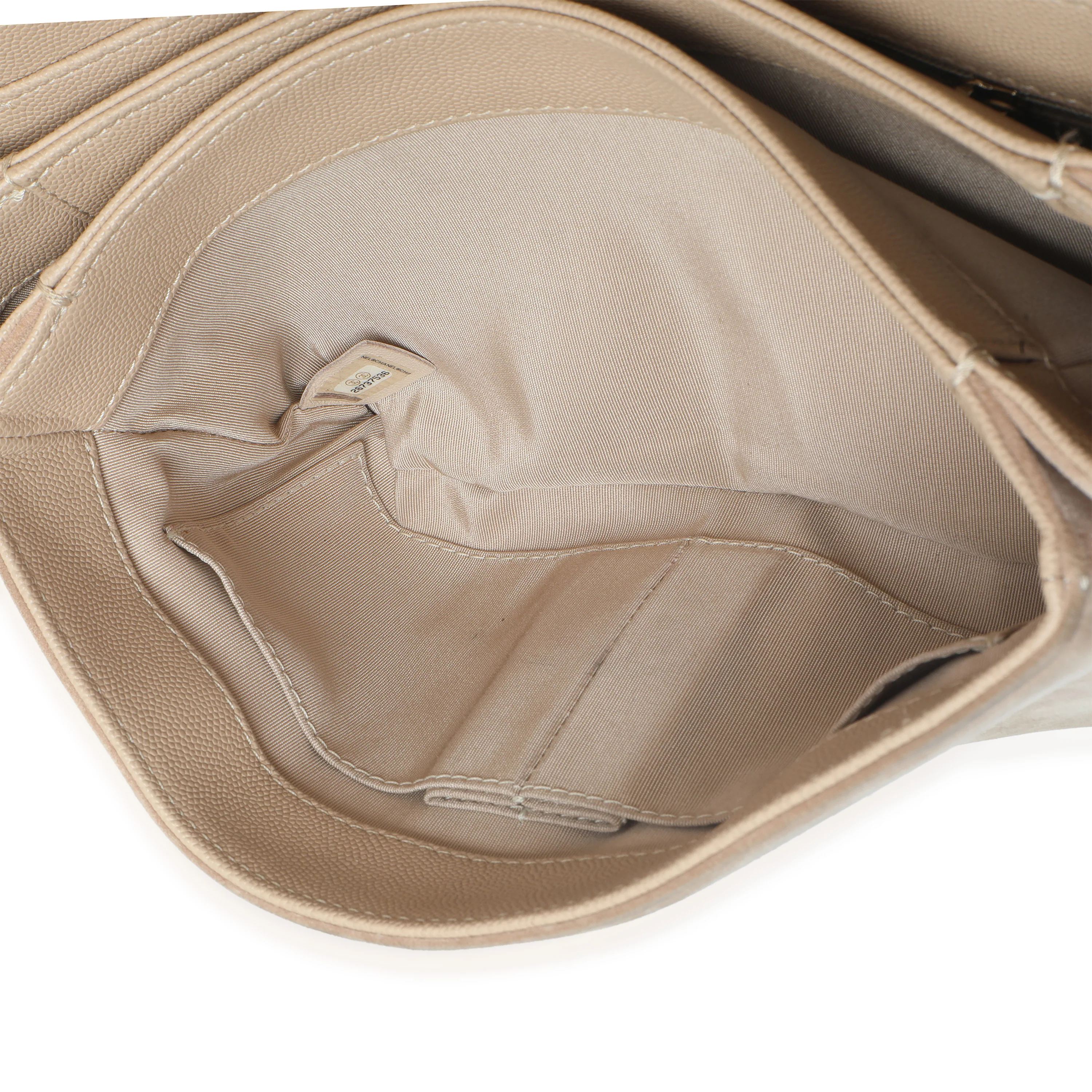 Beige Quilted Caviar Suede Lady Coco Chain Flap Bag - Image 9