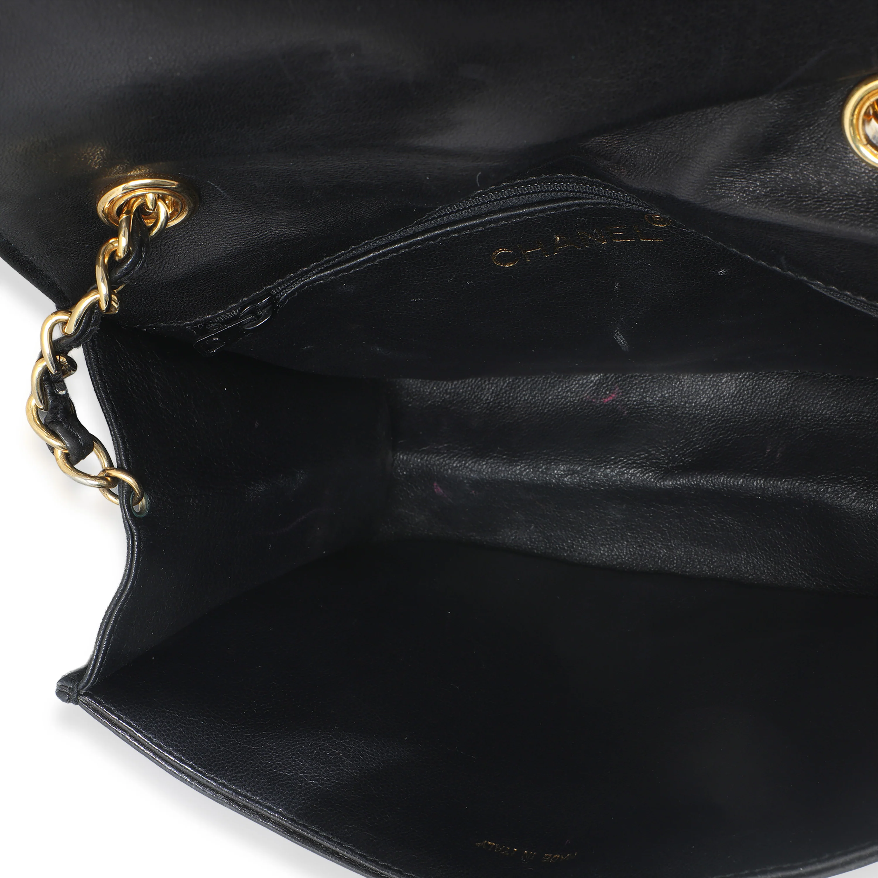 Vintage Black Quilted Lambskin CC Chain Flap Bag - Image 6