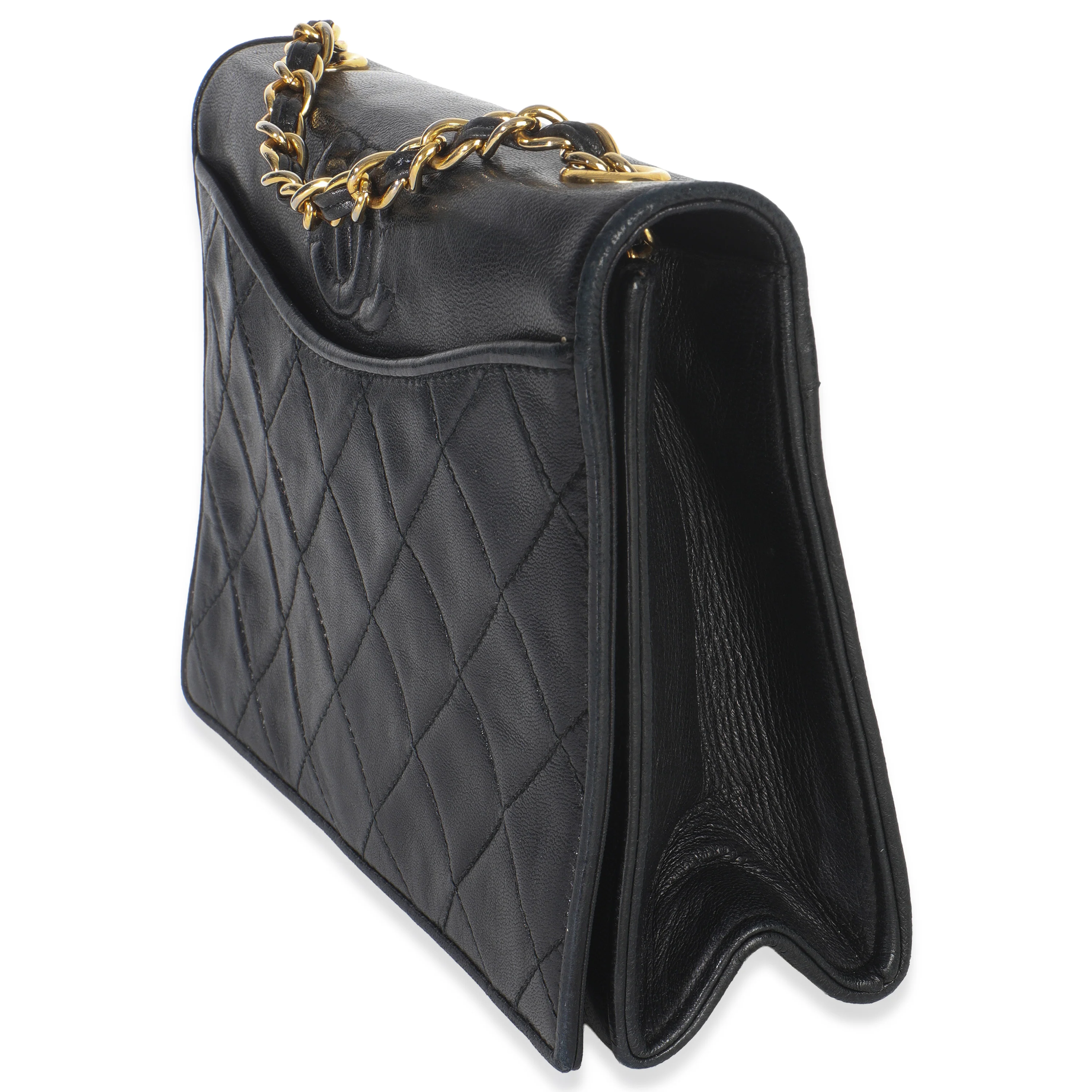 Vintage Black Quilted Lambskin CC Chain Flap Bag - Image 8