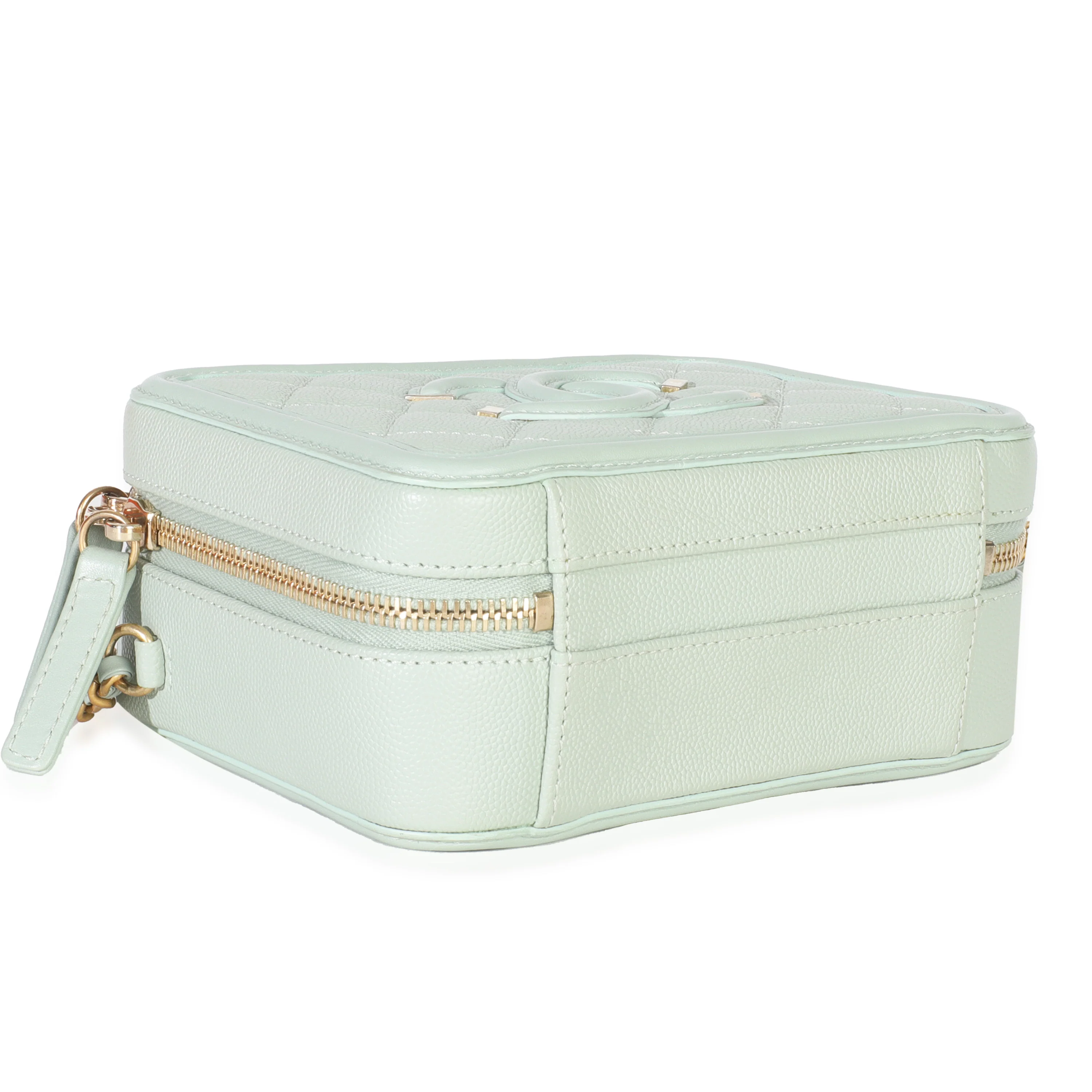 Mint Quilted Caviar Small CC Filigree Vanity Case - Image 6