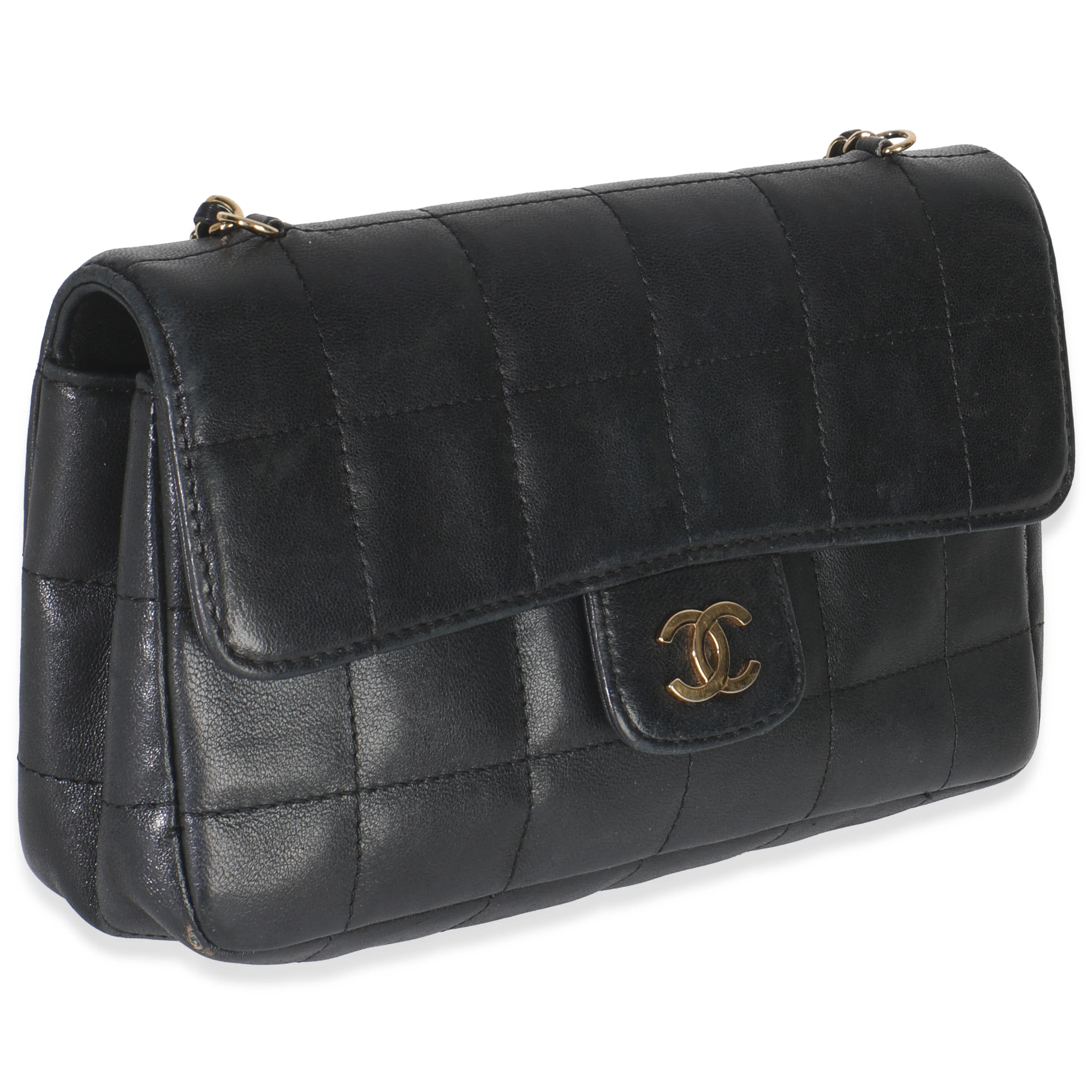 Black Quilted Lambskin Mini Chocolate Bar Flap Bag - Image 3