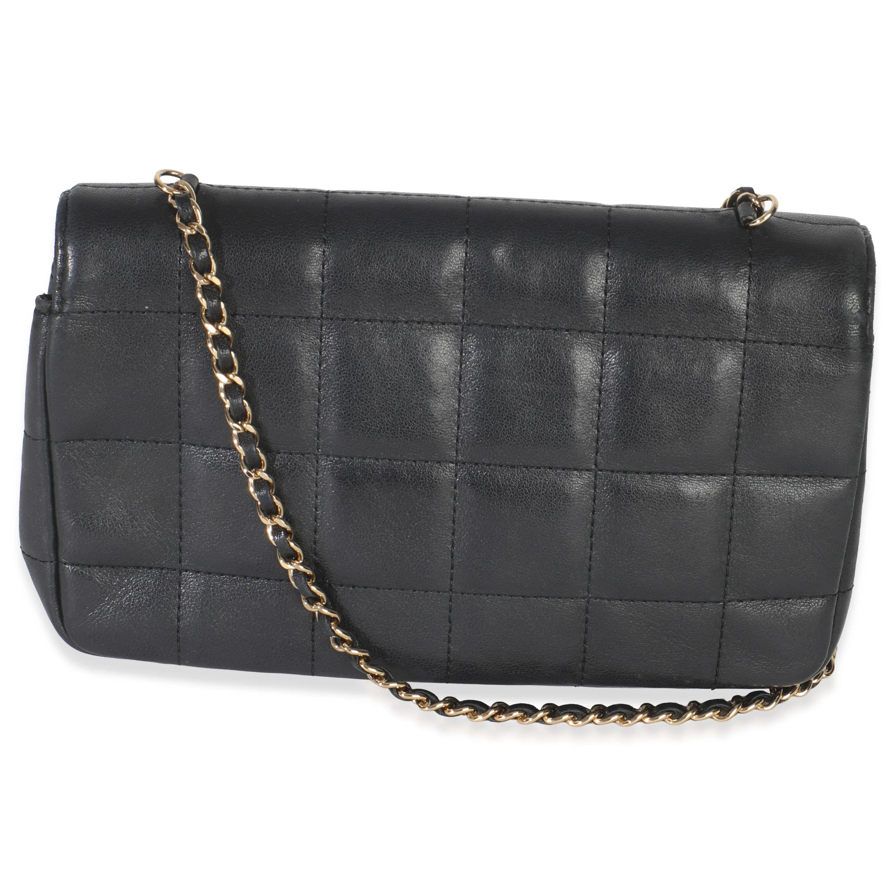 Black Quilted Lambskin Mini Chocolate Bar Flap Bag - Image 4