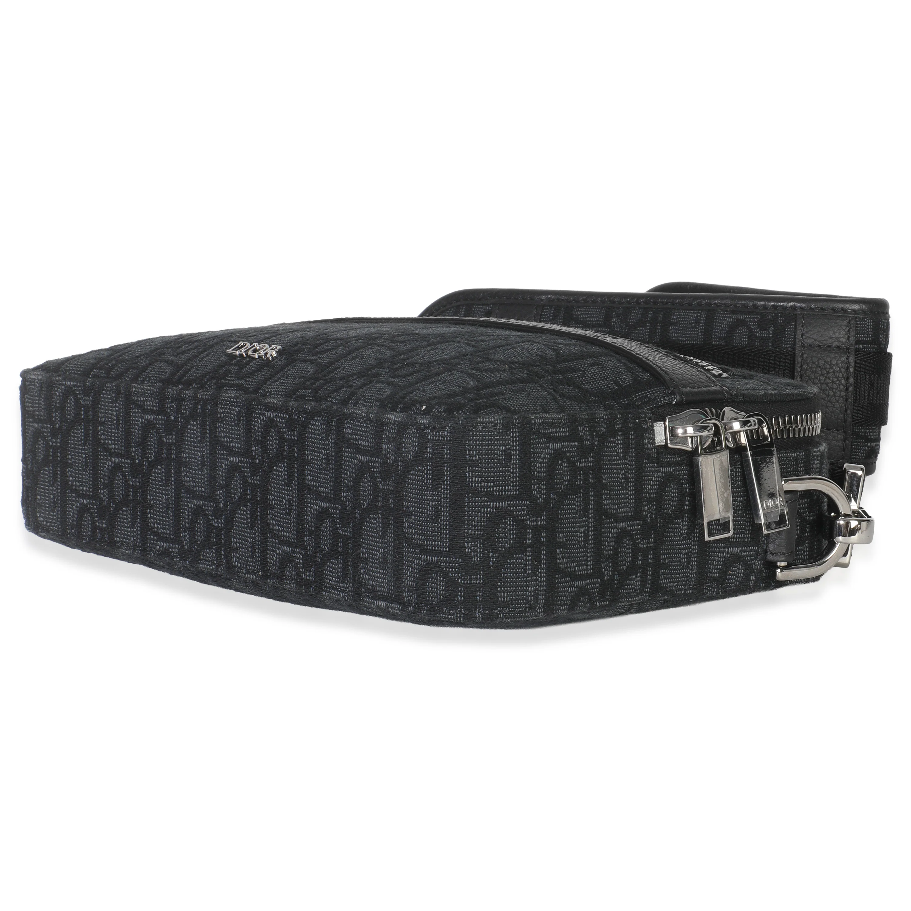 Black Oblique Jacquard Safari Messenger - Image 5