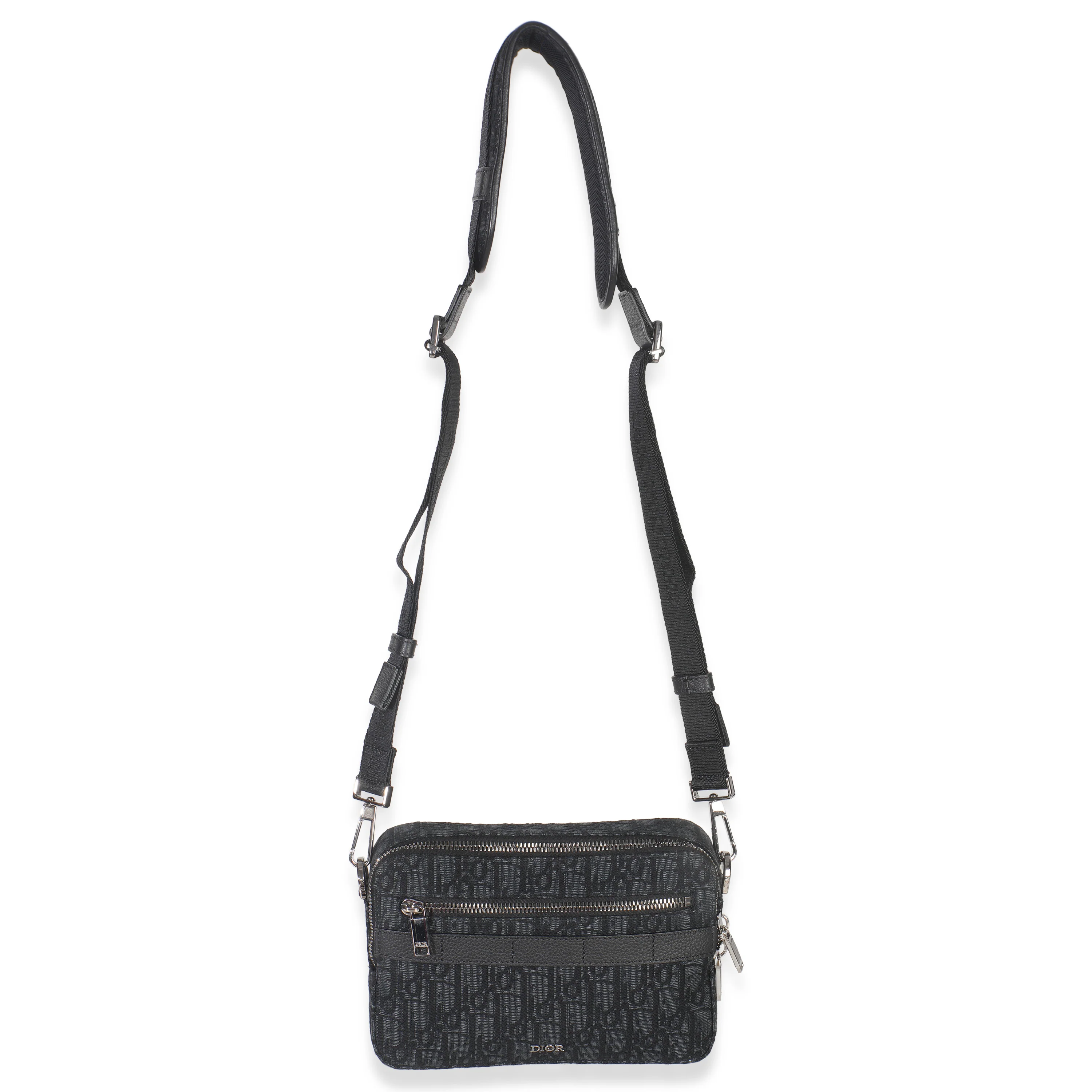 Black Oblique Jacquard Safari Messenger - Image 8