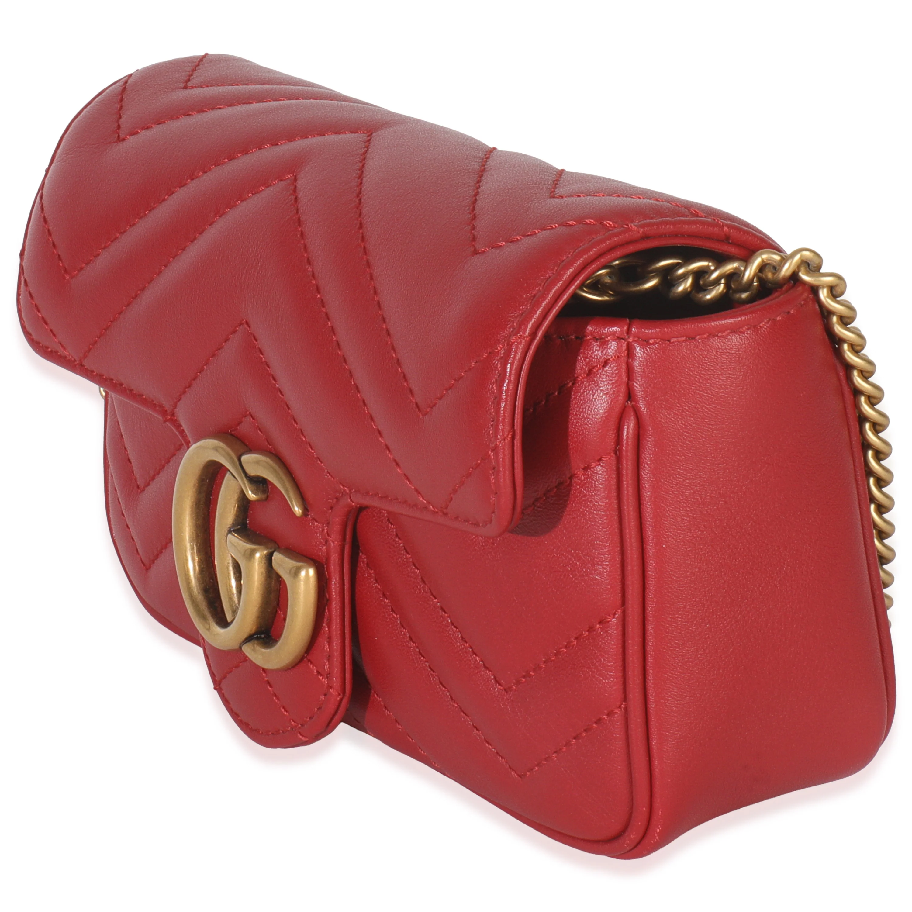 Red Matelasse Calfskin Super Mini GG Marmont Bag - Image 2