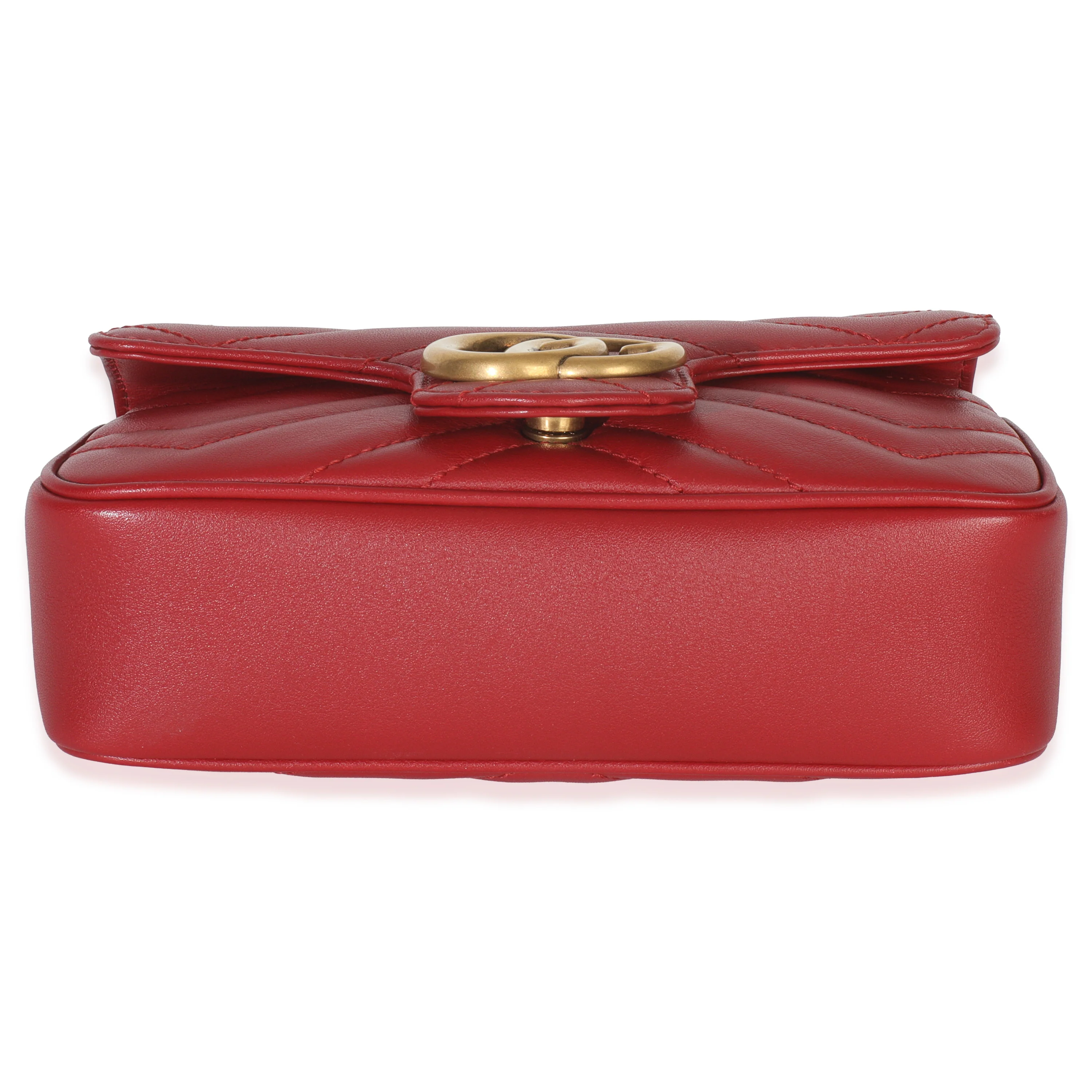 Red Matelasse Calfskin Super Mini GG Marmont Bag - Image 5