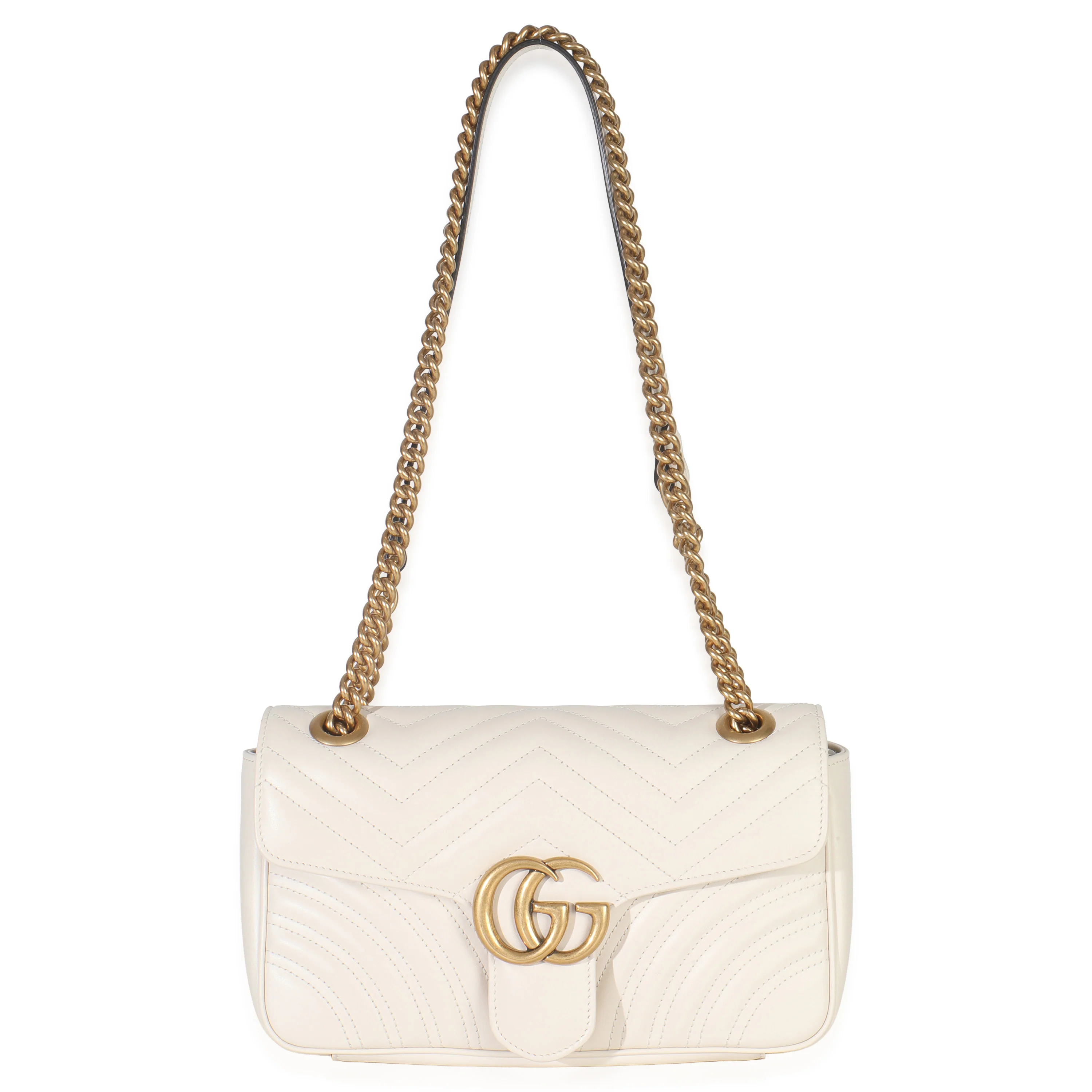 White Calfskin Matelasse Medium GG Marmont Shoulder Bag - Image 8