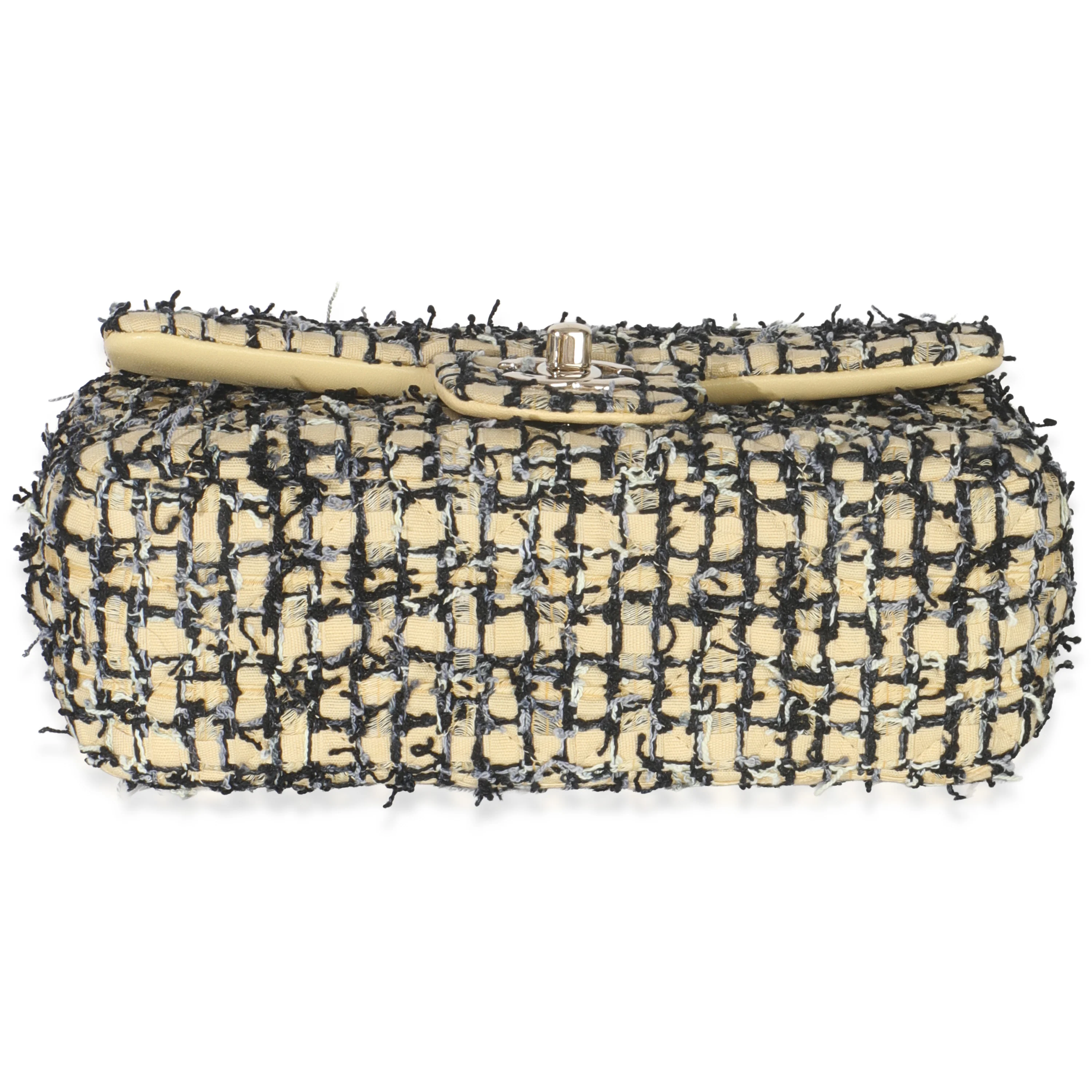 22P Black Yellow Tweed Mini Rectangular Flap Bag - Image 5