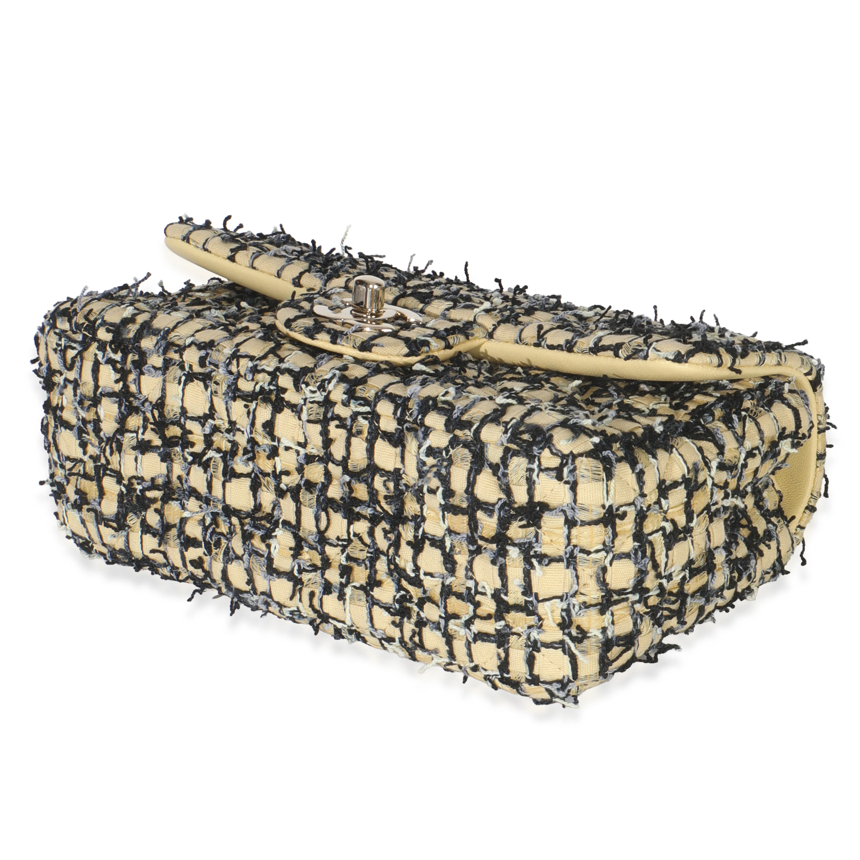 22P Black Yellow Tweed Mini Rectangular Flap Bag - Image 7