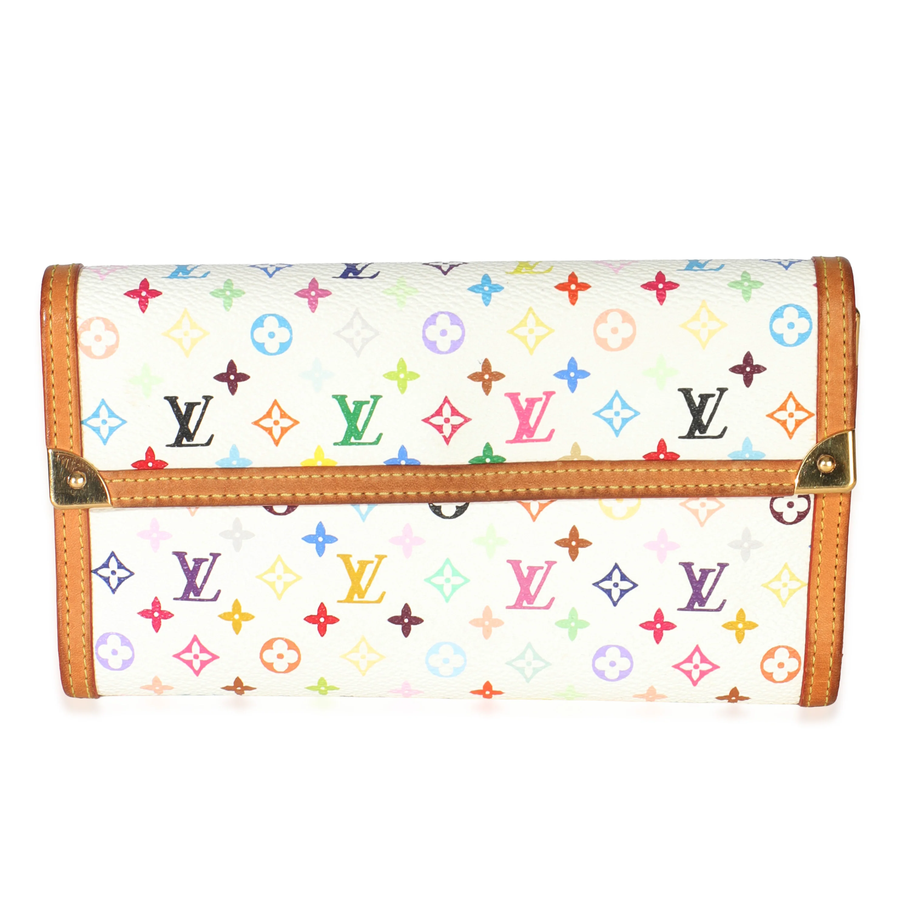 White Multicolor Canvas International Wallet