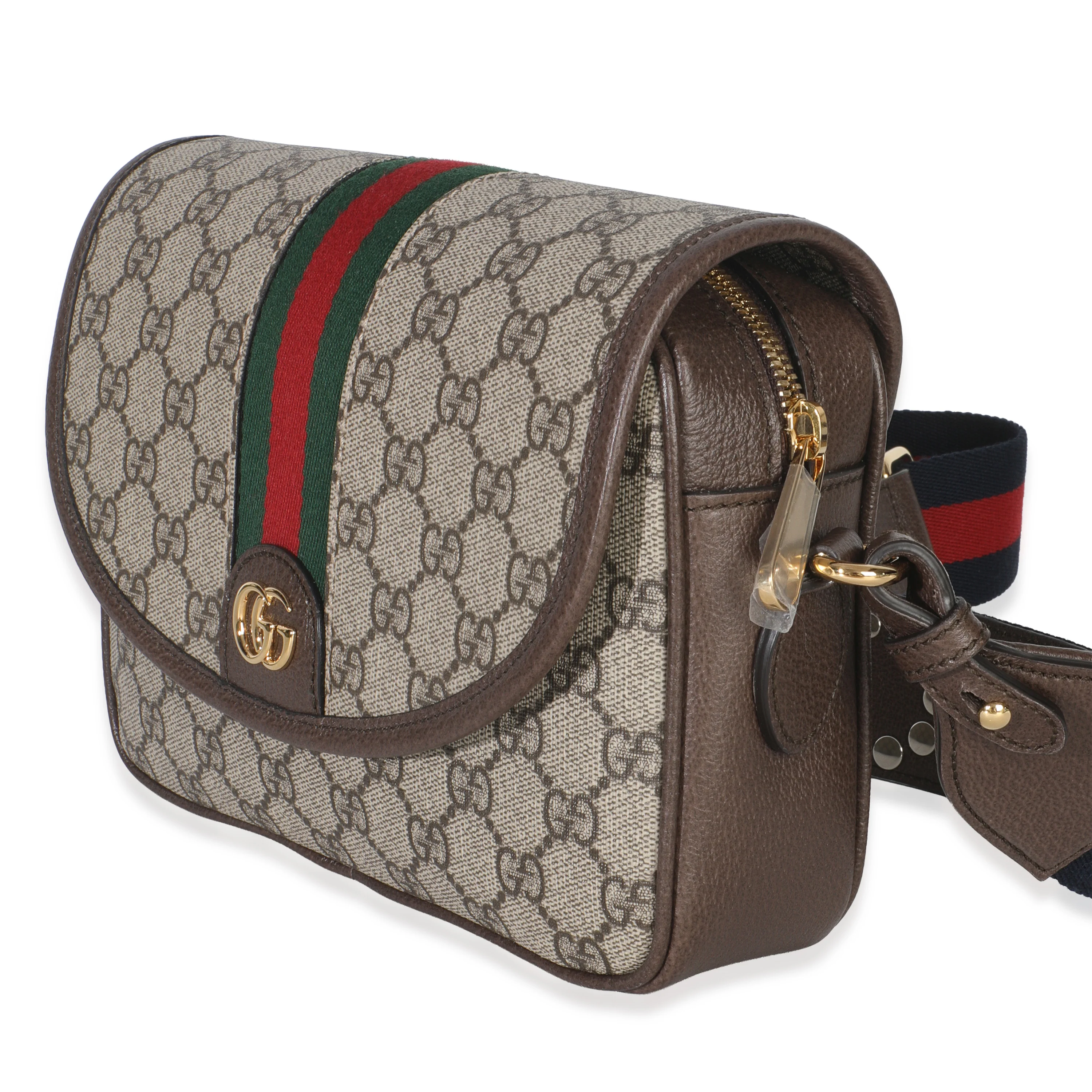 Beige GG Supreme Canvas Textured Dollar Calfskin Web Studded Mini Ophidia - Image 2
