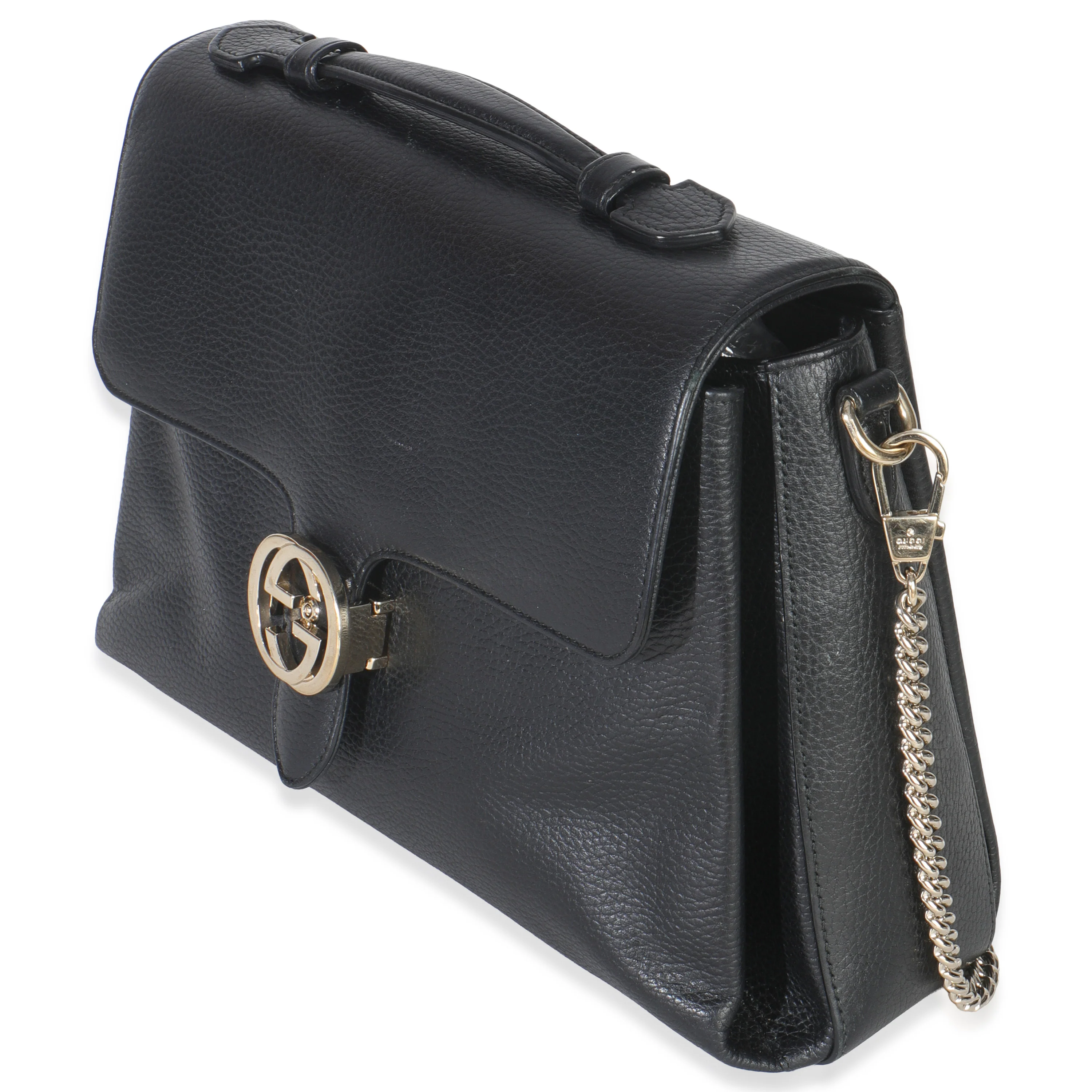 Black Pebbled Calfskin Medium Interlocking G Flap Bag - Image 2