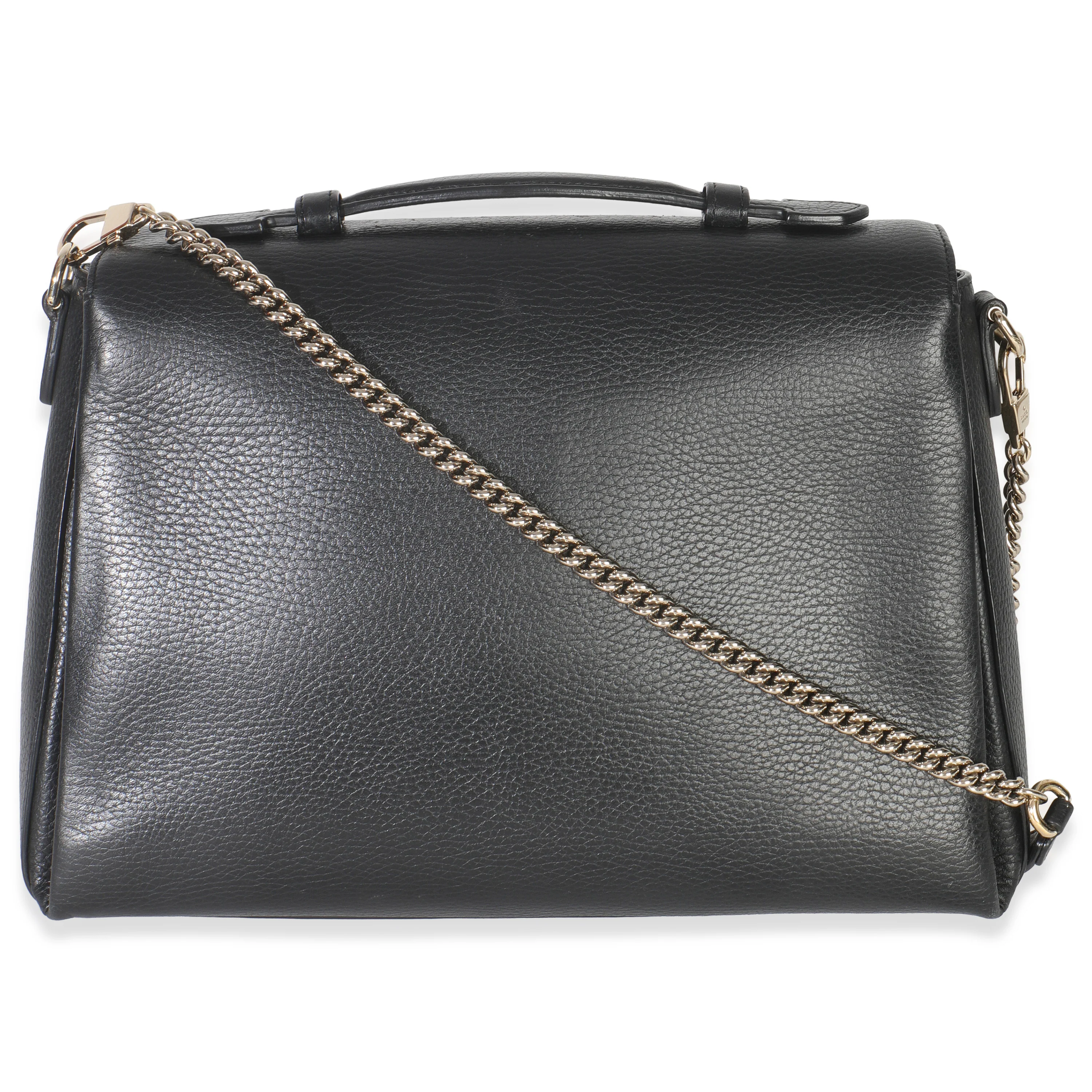 Black Pebbled Calfskin Medium Interlocking G Flap Bag - Image 4