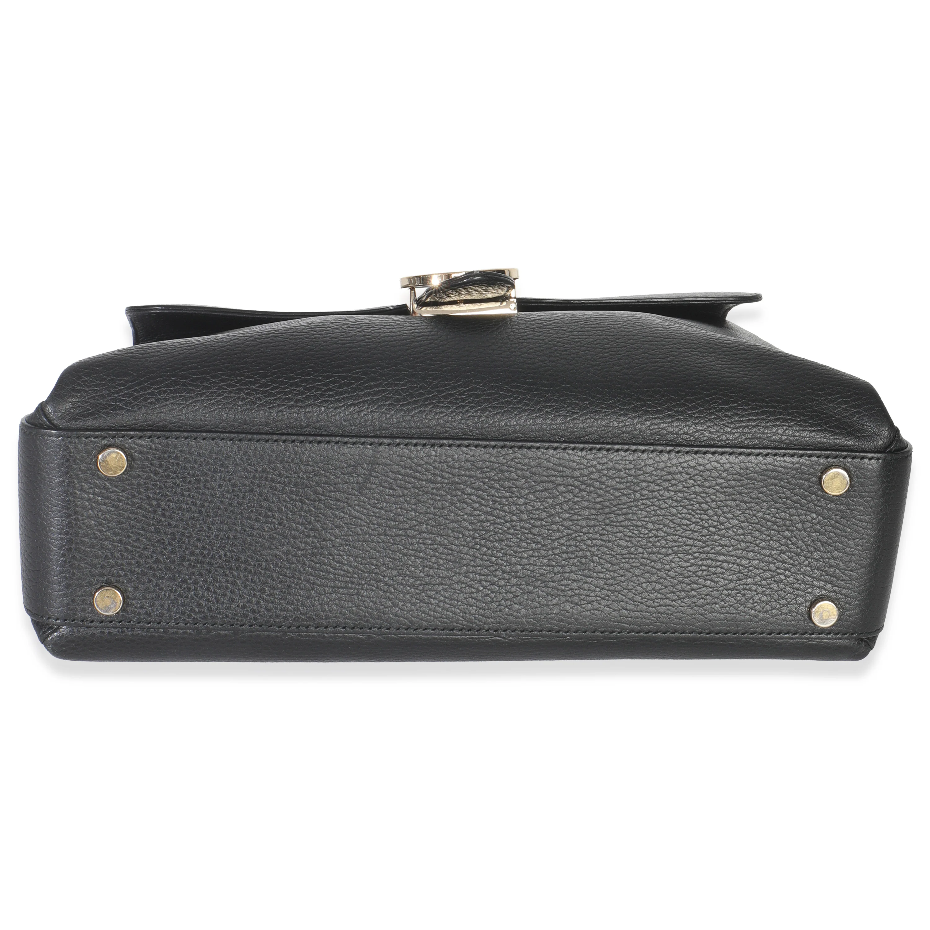 Black Pebbled Calfskin Medium Interlocking G Flap Bag - Image 5