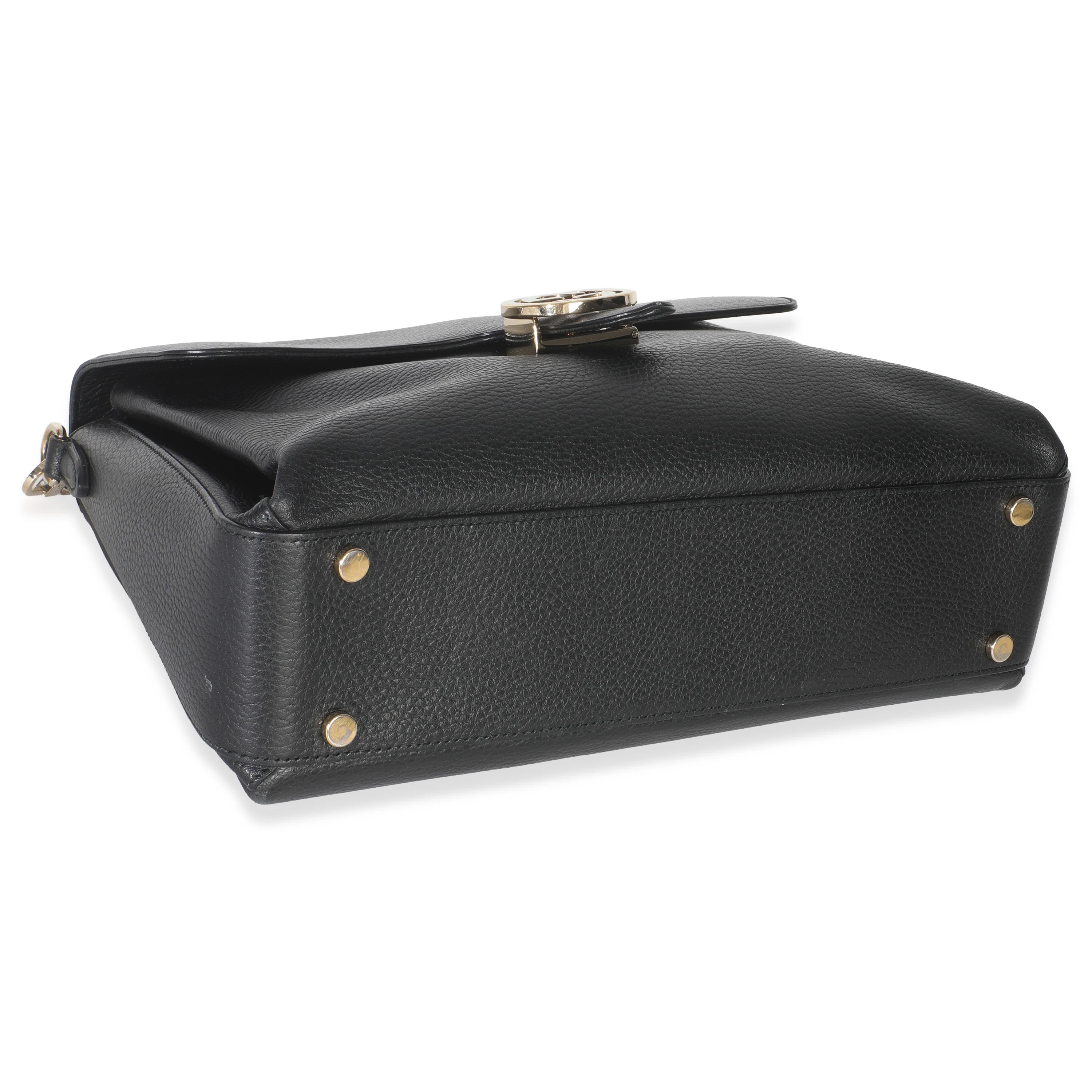 Black Pebbled Calfskin Medium Interlocking G Flap Bag - Image 6
