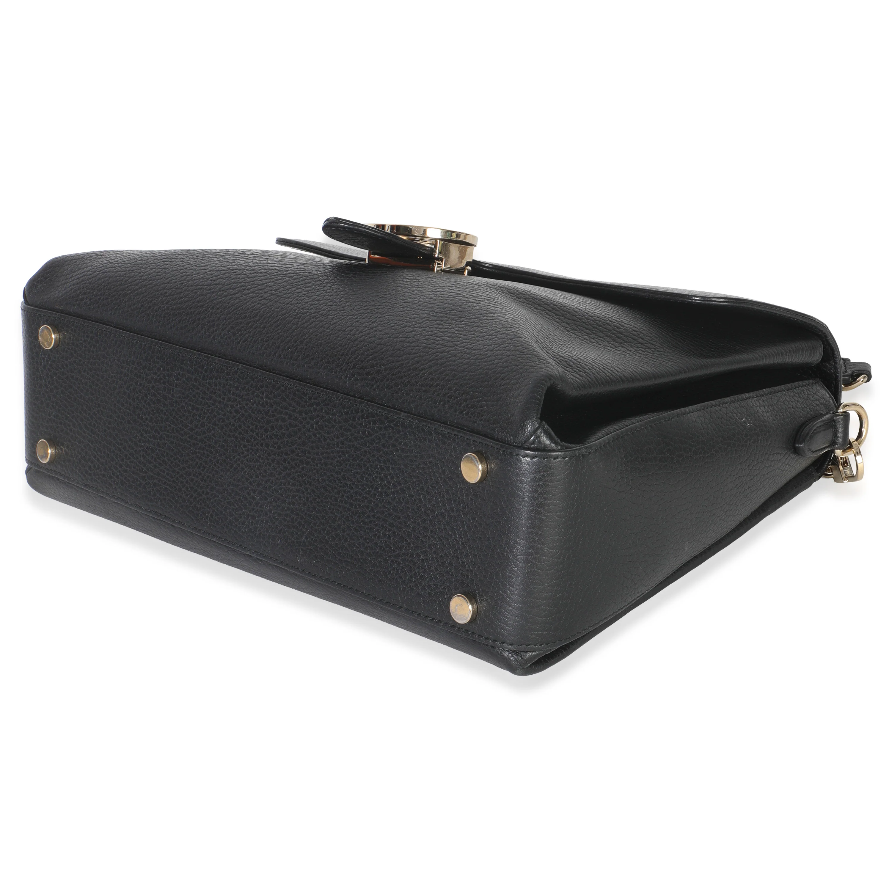 Black Pebbled Calfskin Medium Interlocking G Flap Bag - Image 7