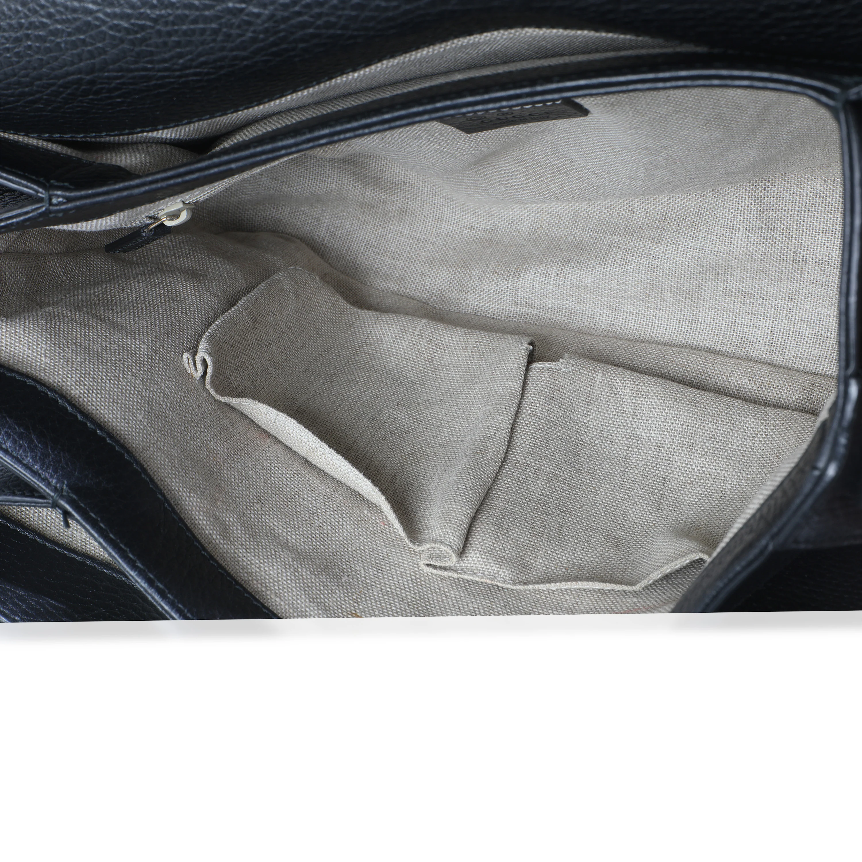 Black Pebbled Calfskin Medium Interlocking G Flap Bag - Image 9