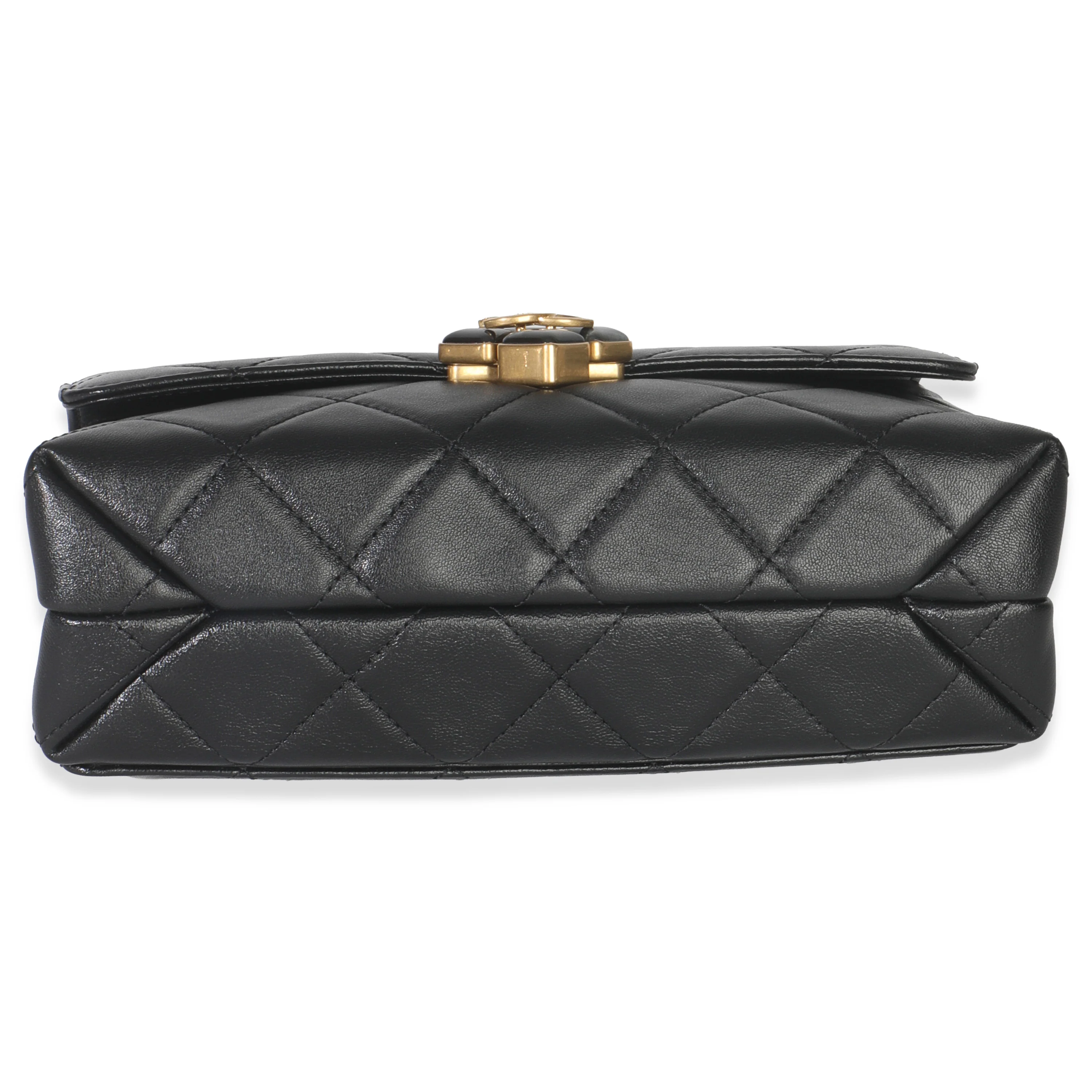 Black Quilted Lambskin Small Diamond Lock Flap Bag - Image 5