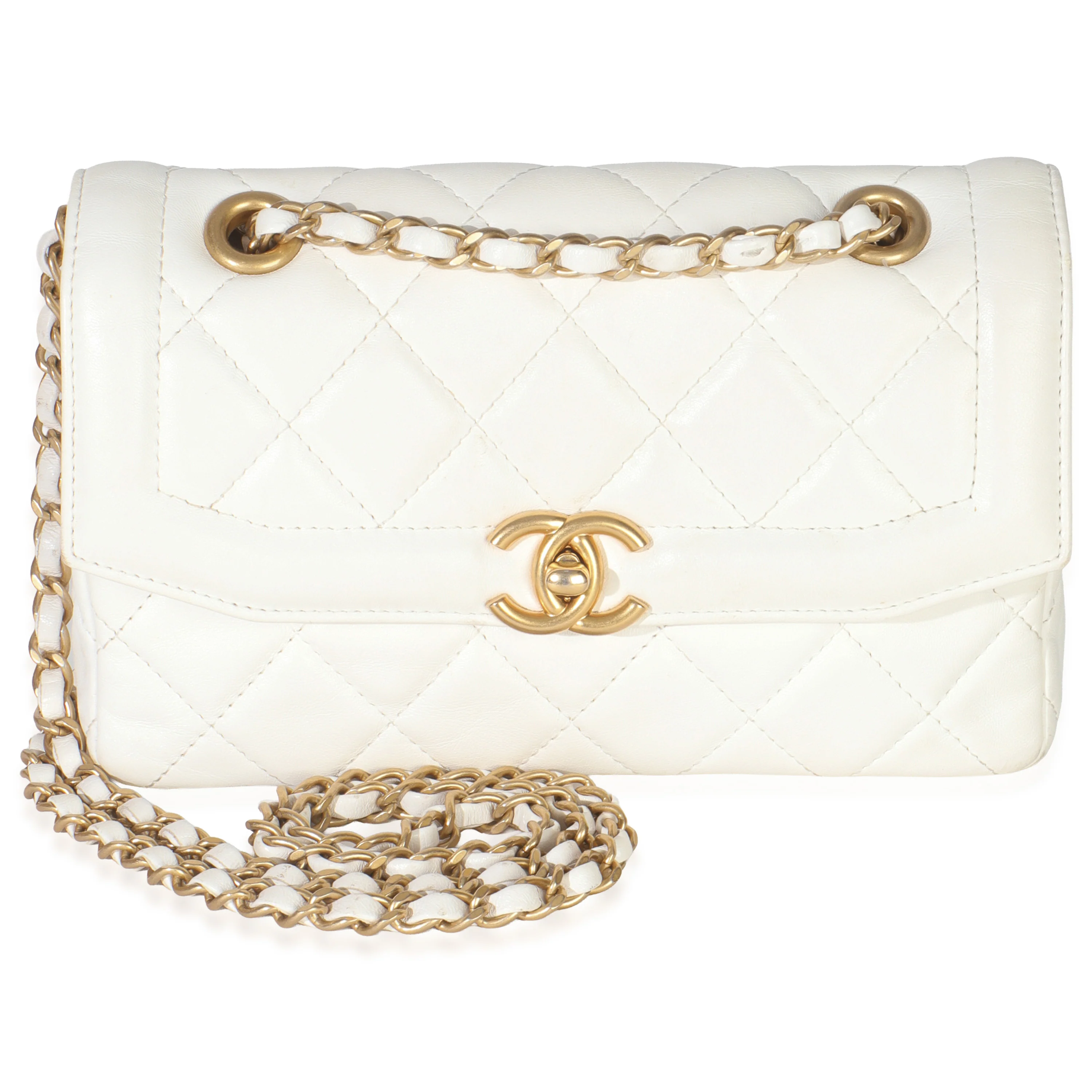 White Quilted Lambskin Small CC Flap Bag