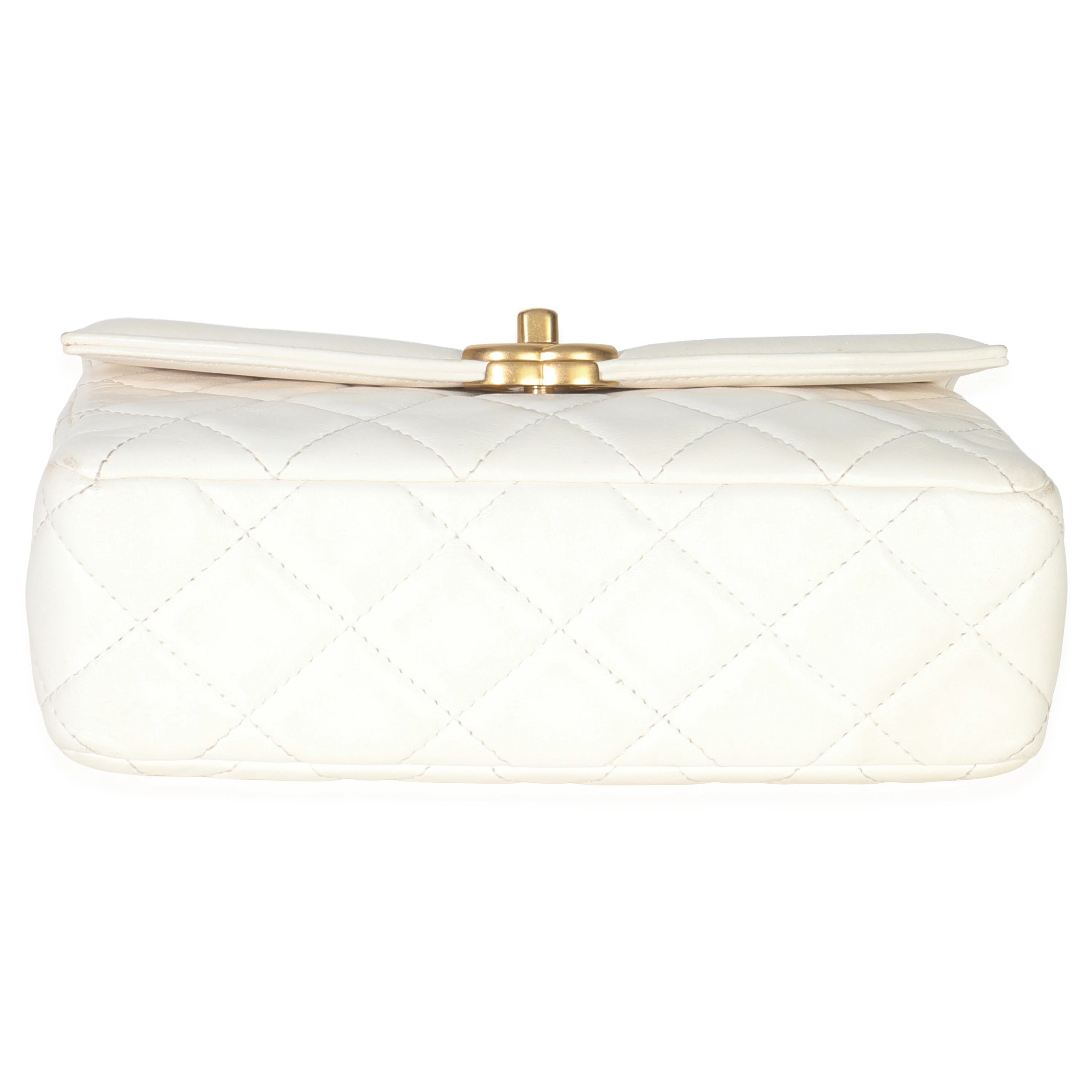 White Quilted Lambskin Small CC Flap Bag - Image 6