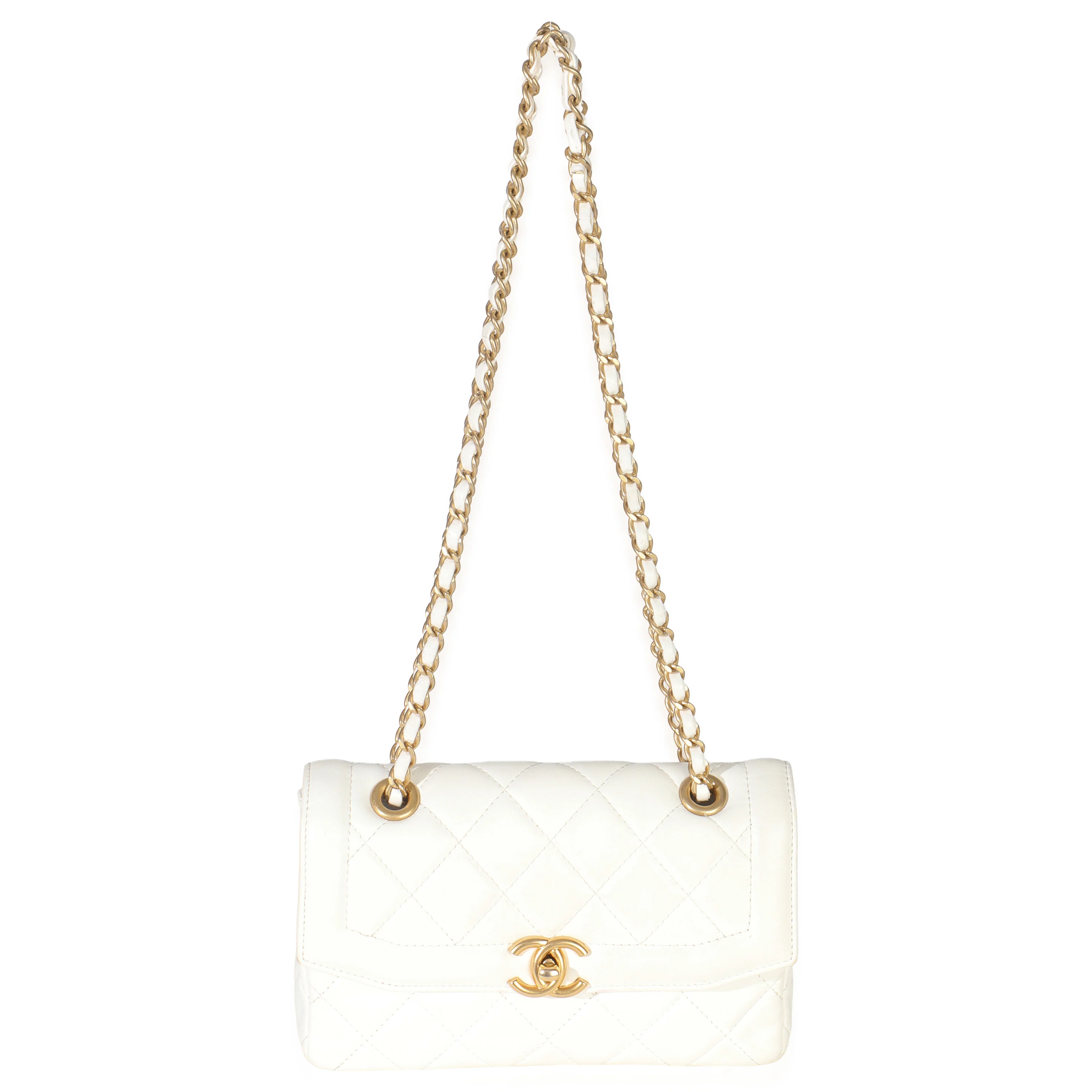 White Quilted Lambskin Small CC Flap Bag - Image 8