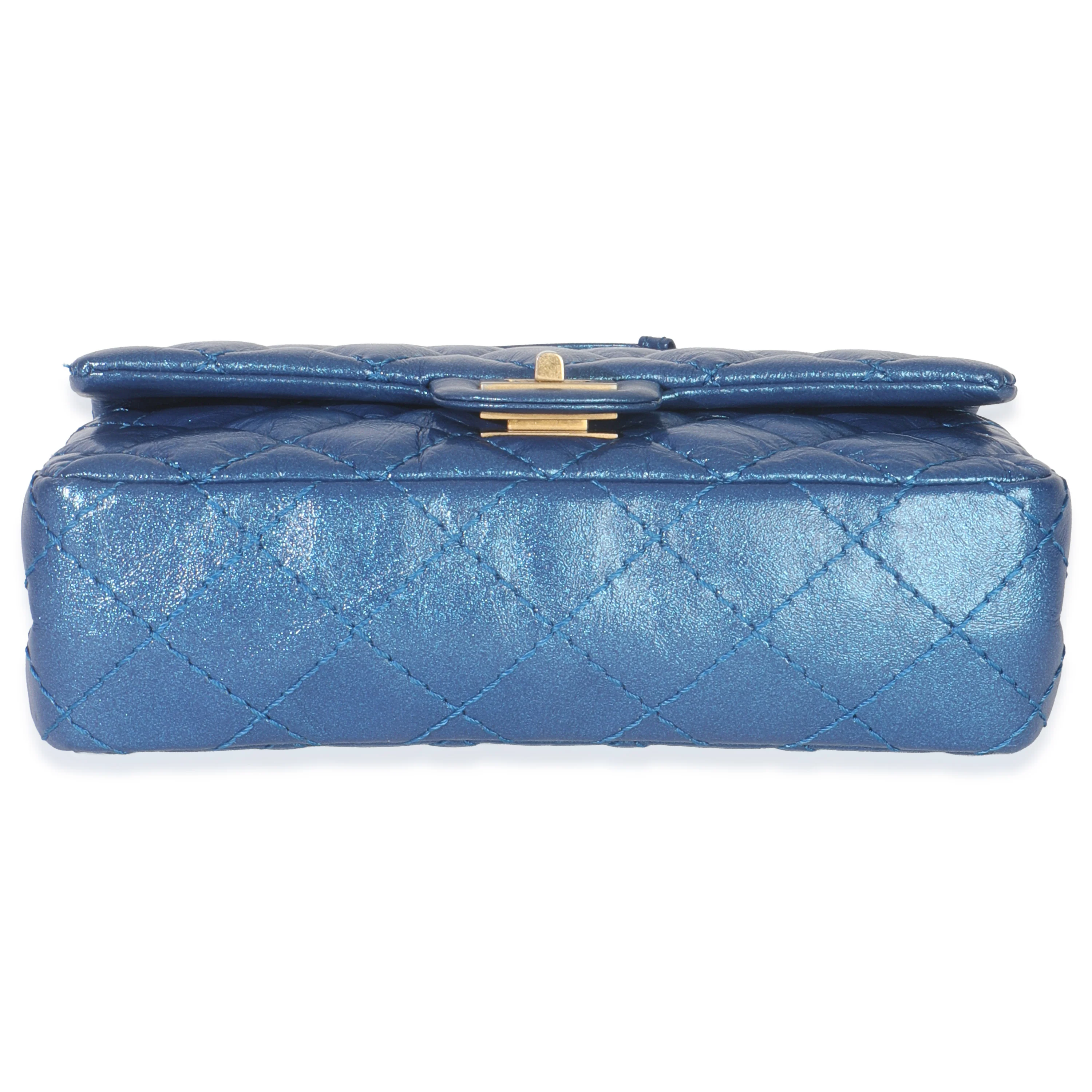 Blue Metallic Aged Quilted Calfskin 2.55 Reissue Flap Belt Bag - Image 5