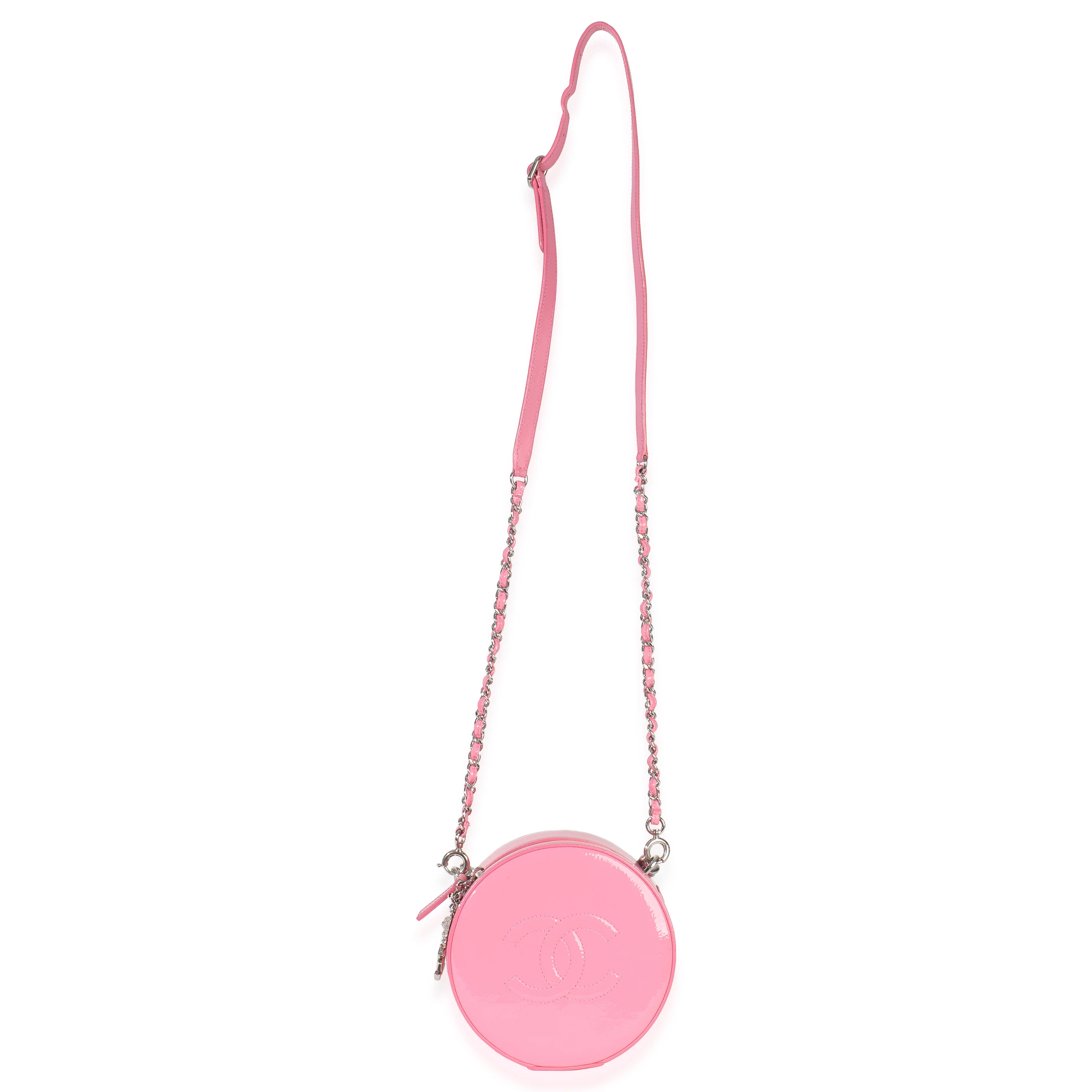 Pink Glazed Calfskin CC Round As Earth Bag - Image 8