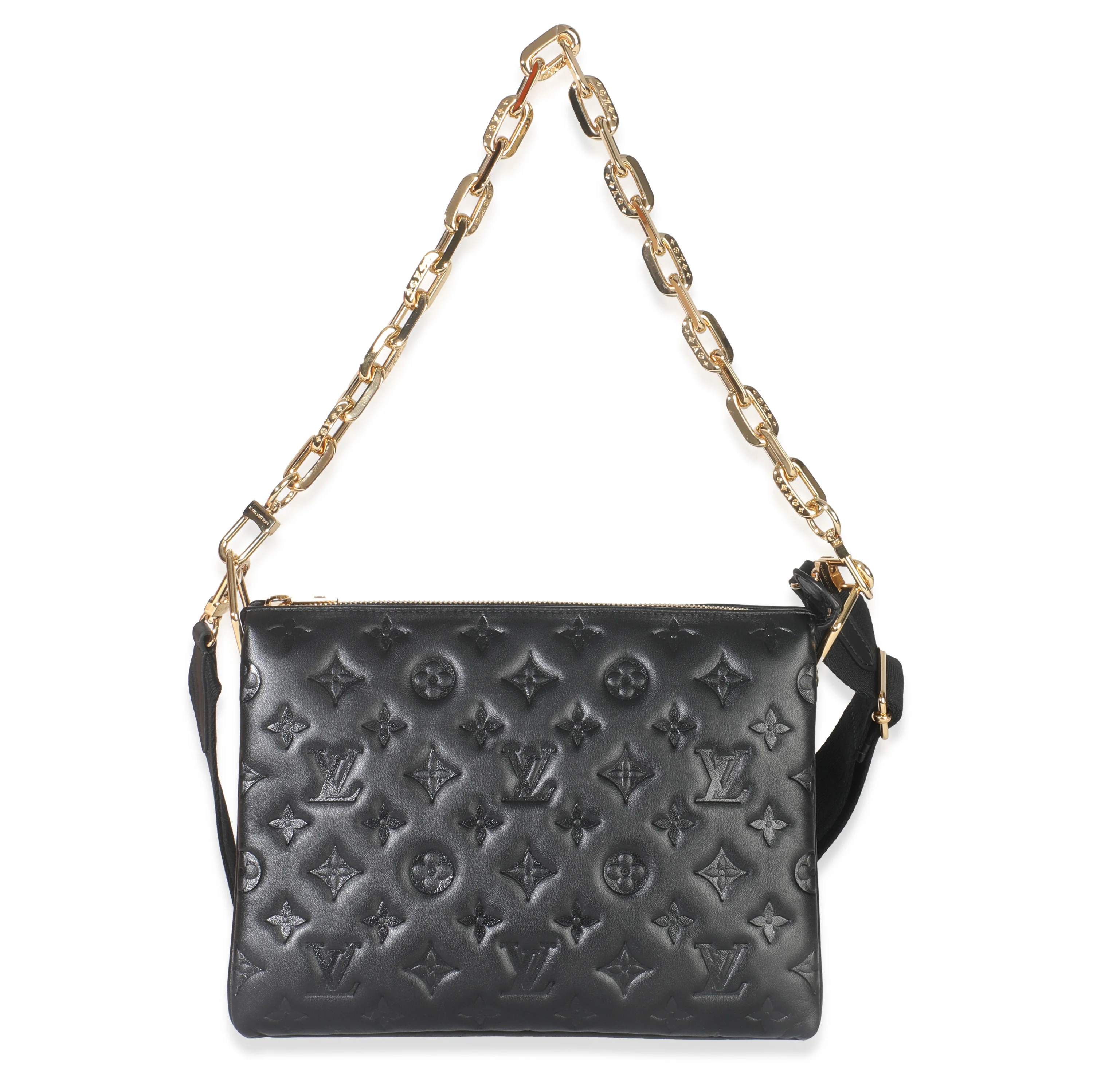 Black Monogram Puffy Coussin PM