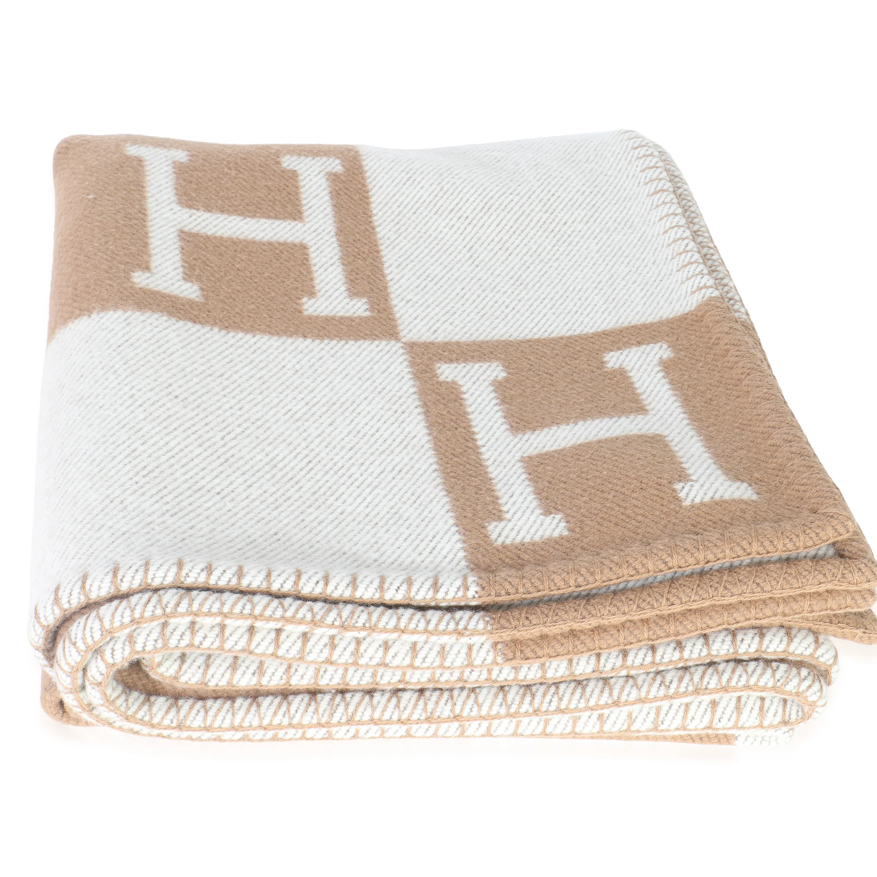 Ecru Camel Wool Cashmere Avalon Throw Blanket