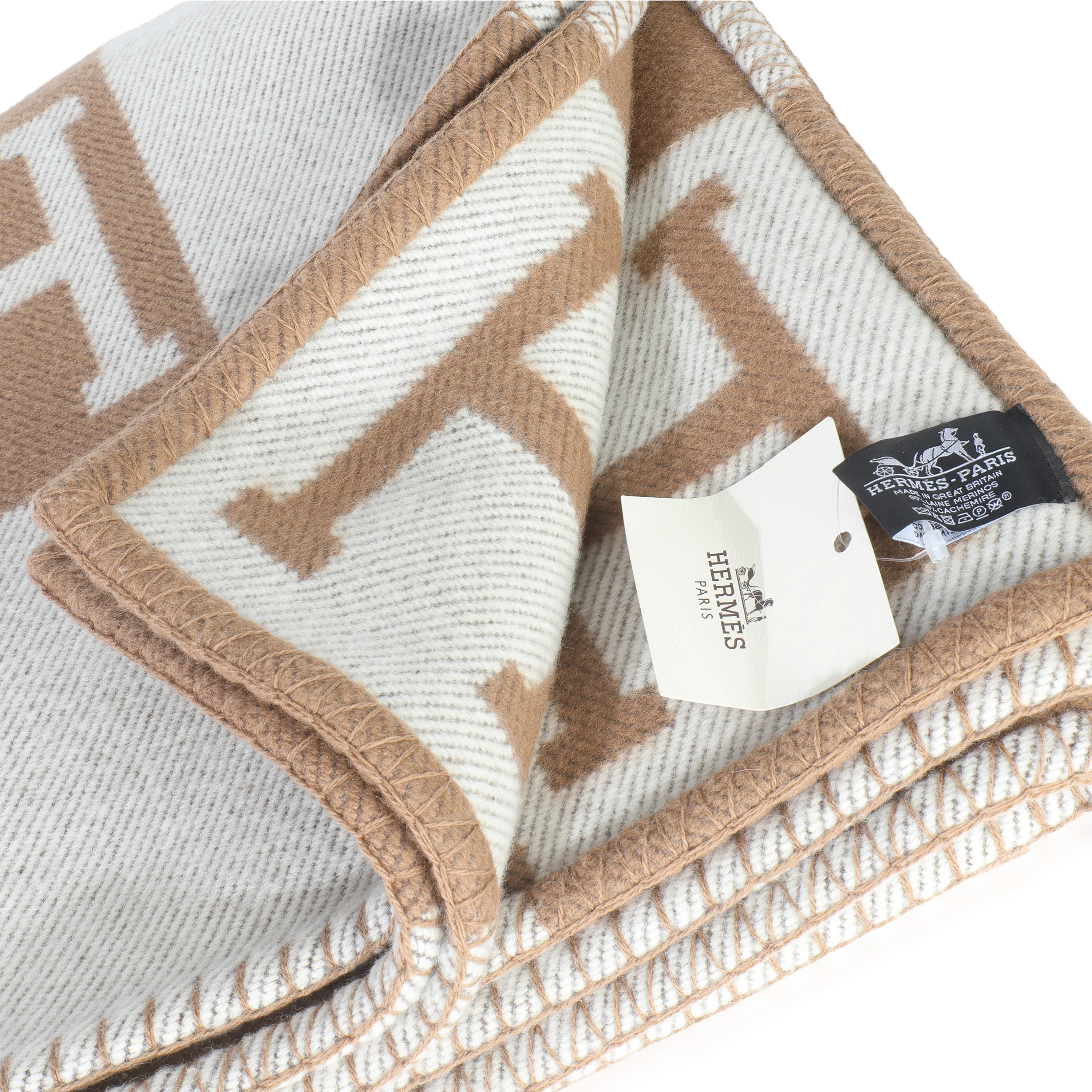 Ecru Camel Wool Cashmere Avalon Throw Blanket - Image 2