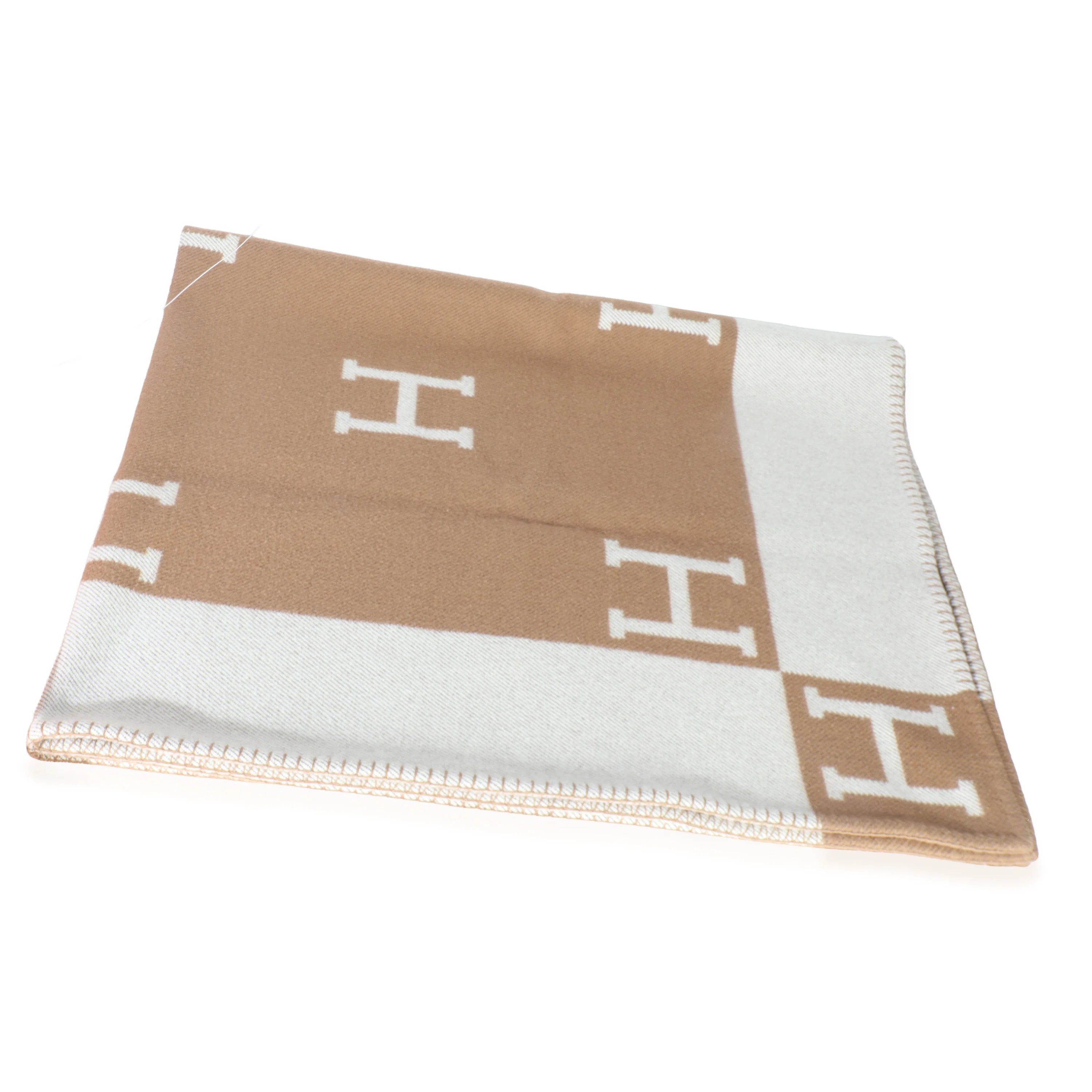 Ecru Camel Wool Cashmere Avalon Throw Blanket - Image 3
