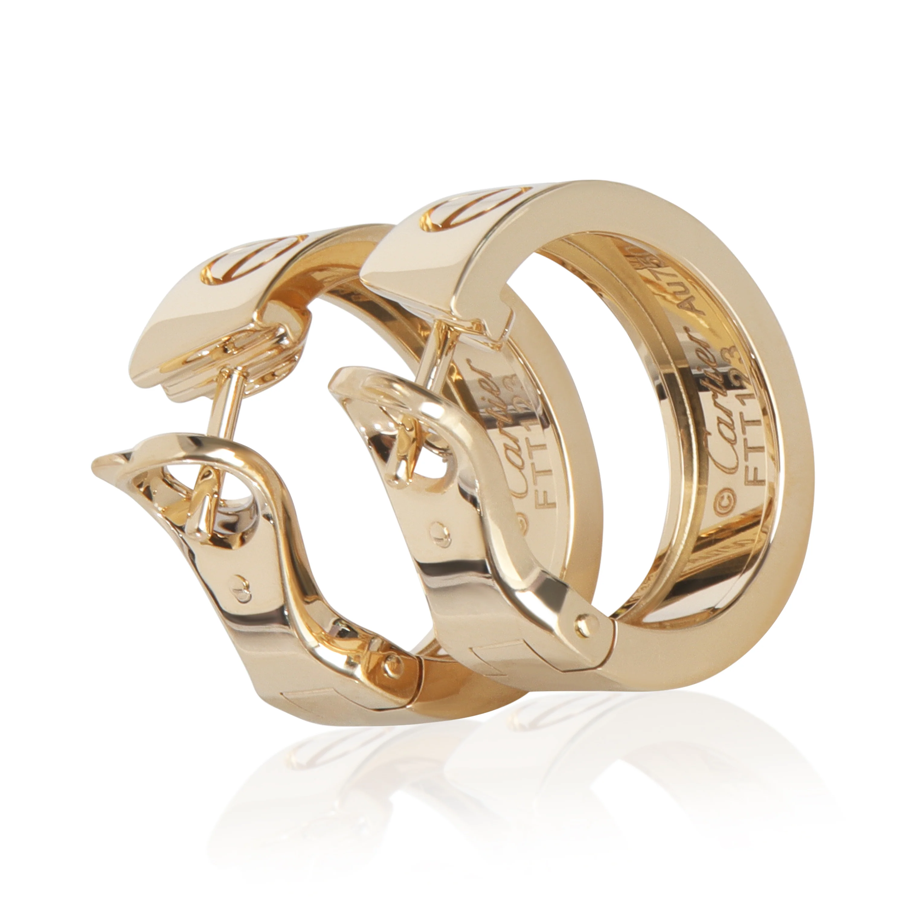Yellow Gold  Love Hoop Earrings - Image 3