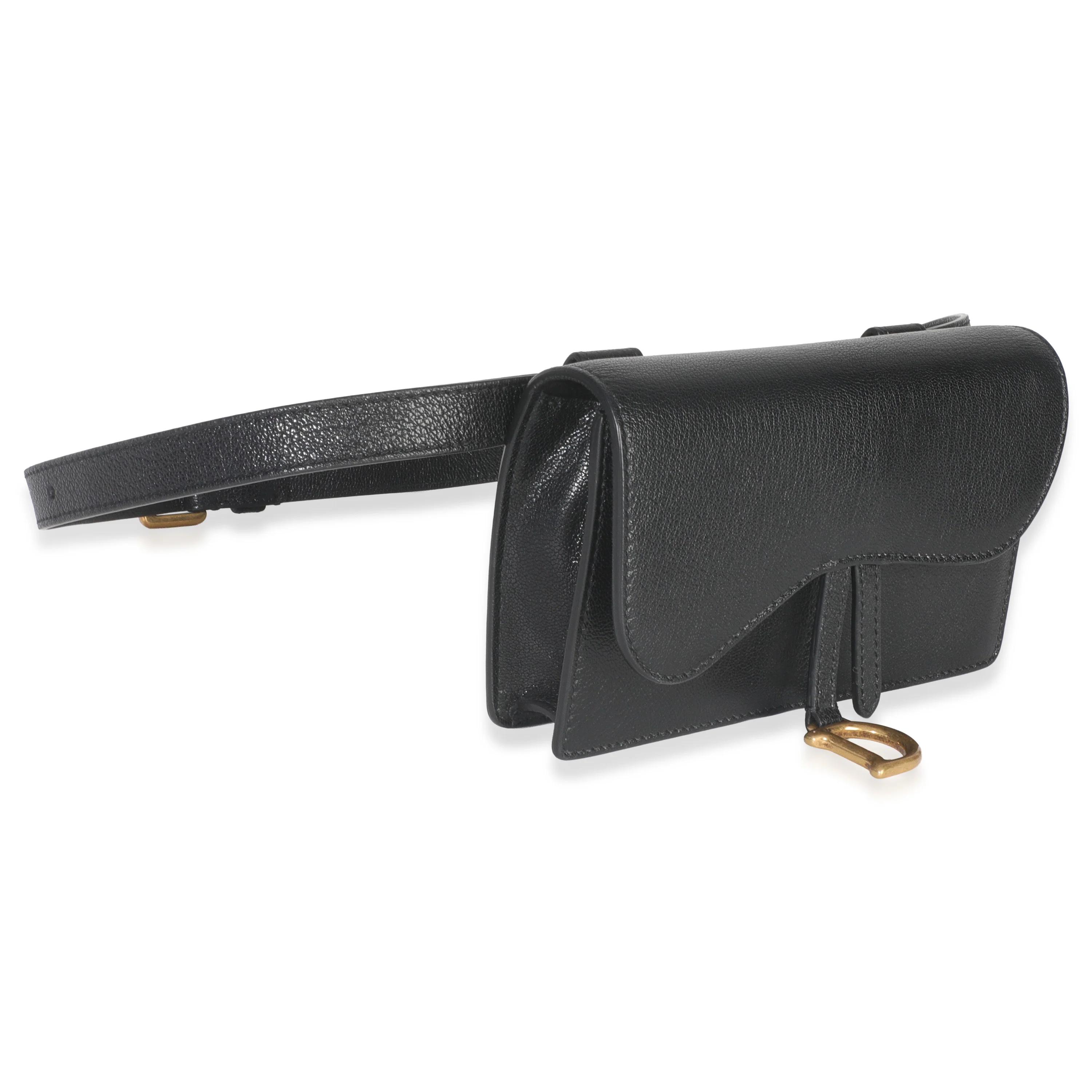 Black Leather Saddle Belt Pouch - Image 3